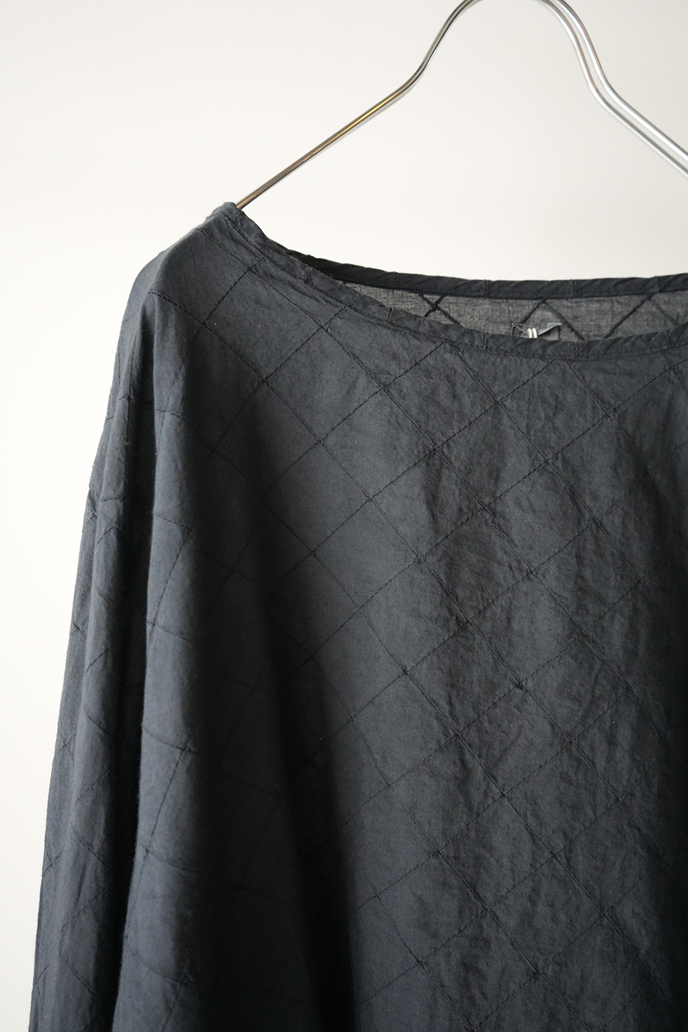 India Fabric Overdyed Smock Shirt(BLACK)