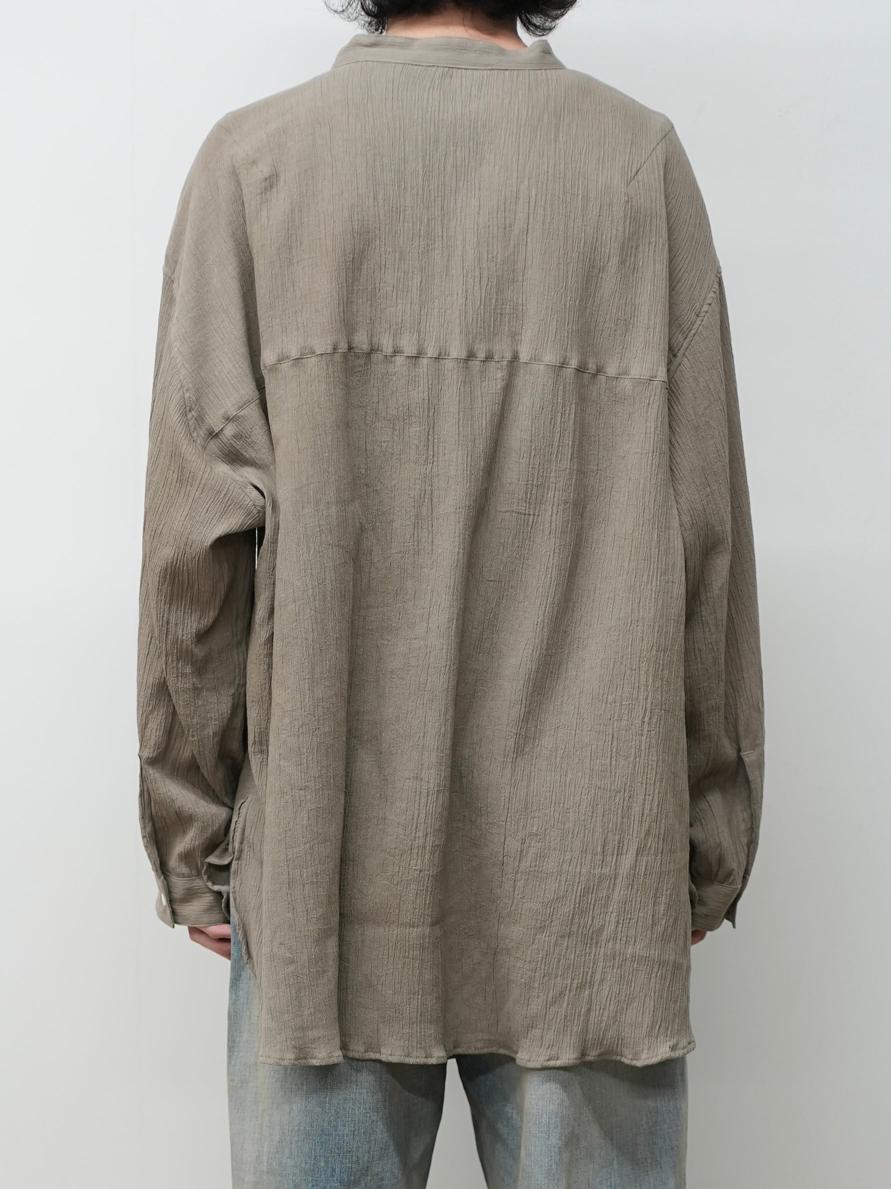 CREPE HALF ZIP SHIRT(GREIGE)