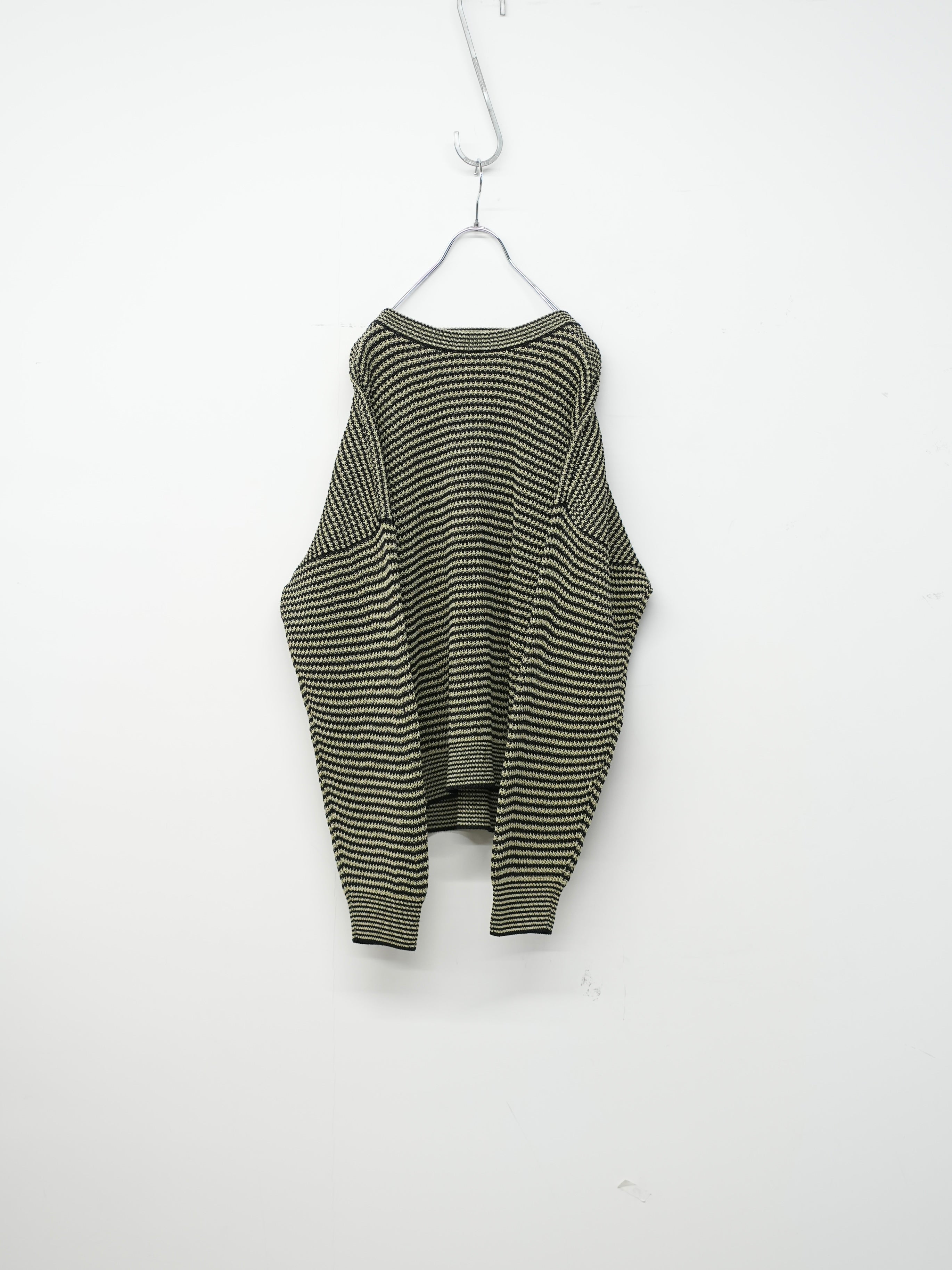 WASHI PAPER STRIPED SWEATER(Black/Light Khaki stripes)
