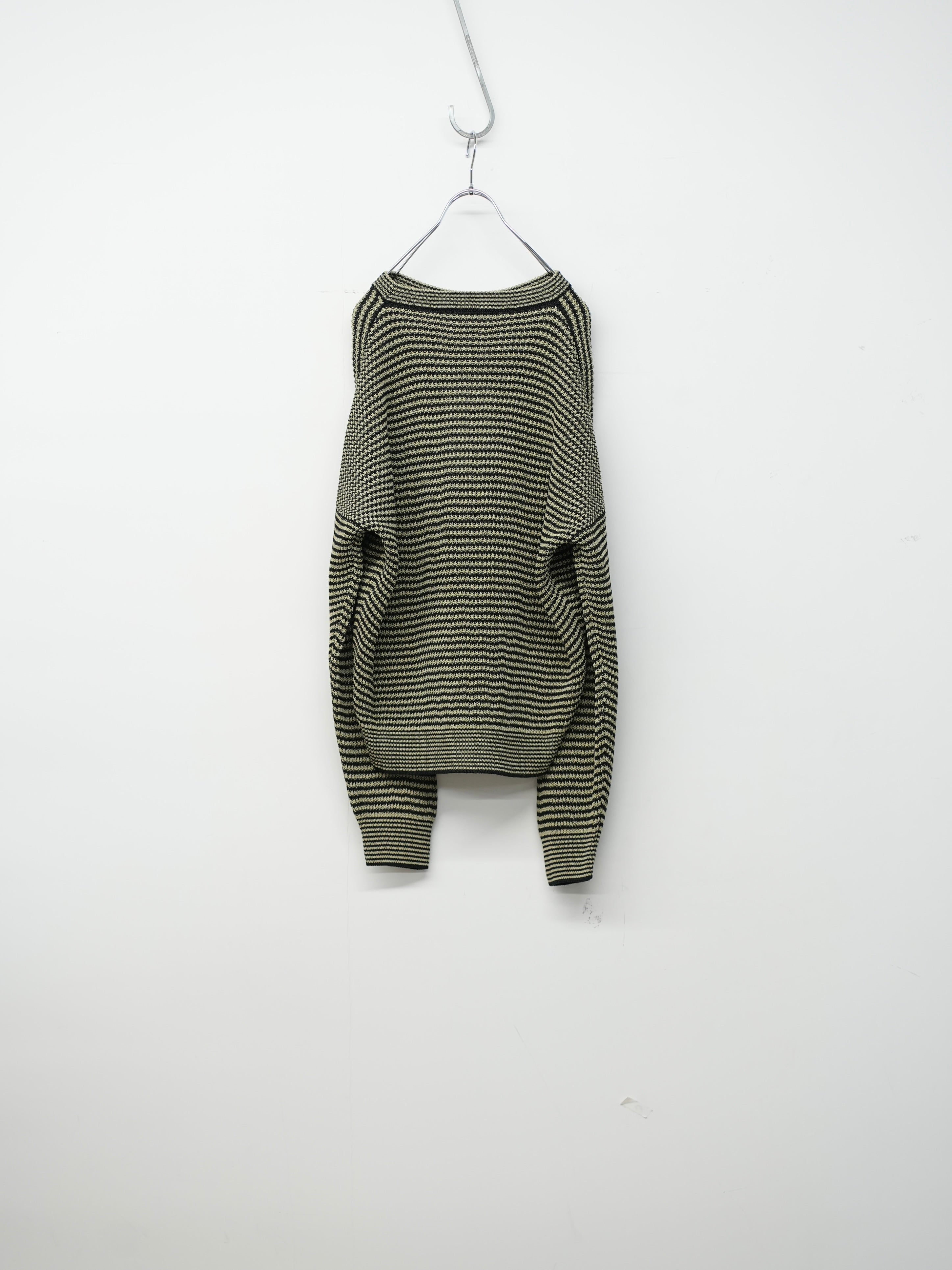 WASHI PAPER STRIPED SWEATER(Black/Light Khaki stripes)