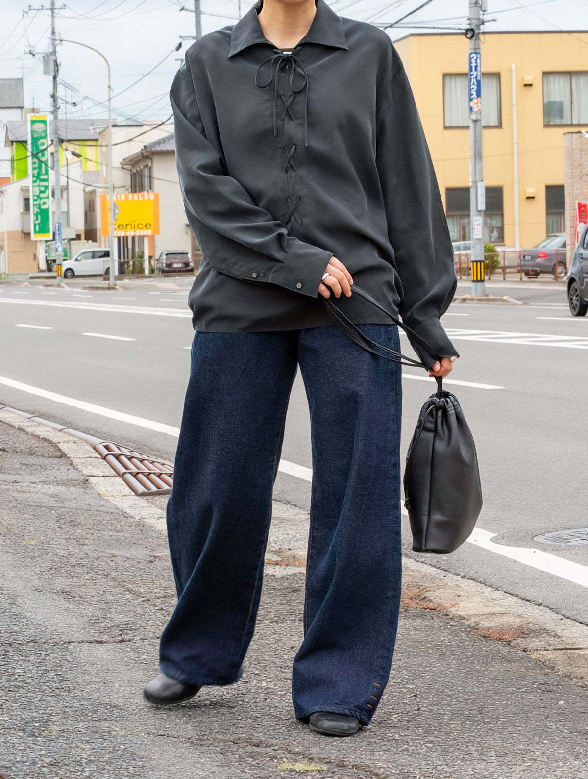 Lace-Up Viscose Shirt