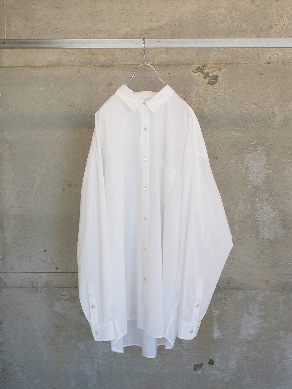 Washed Over Cotton&Silk Shirt(WHITE)