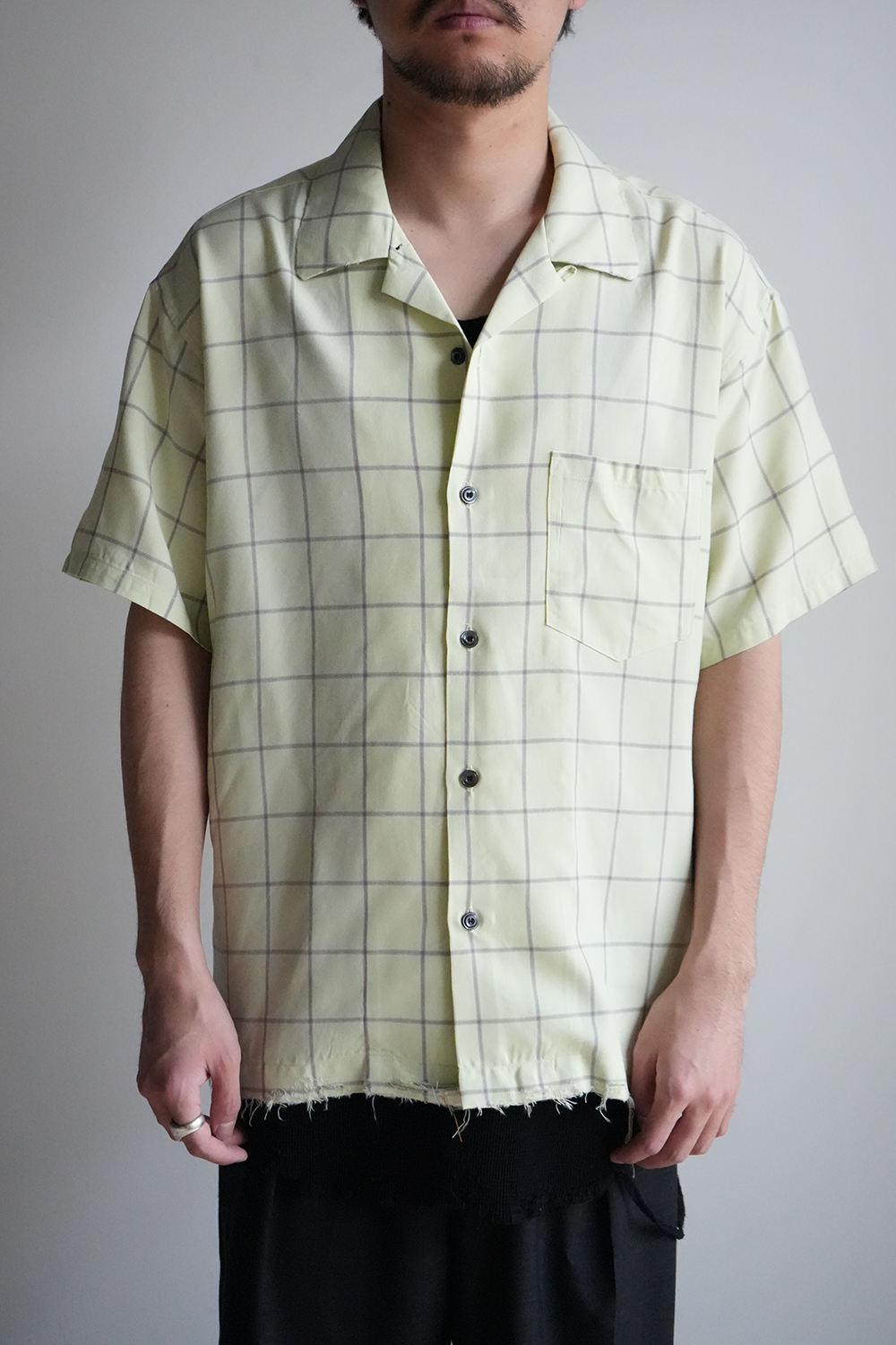 [30%OFF]RAYON CHECK OPEN COLLAR SS SHIRT(MINT)