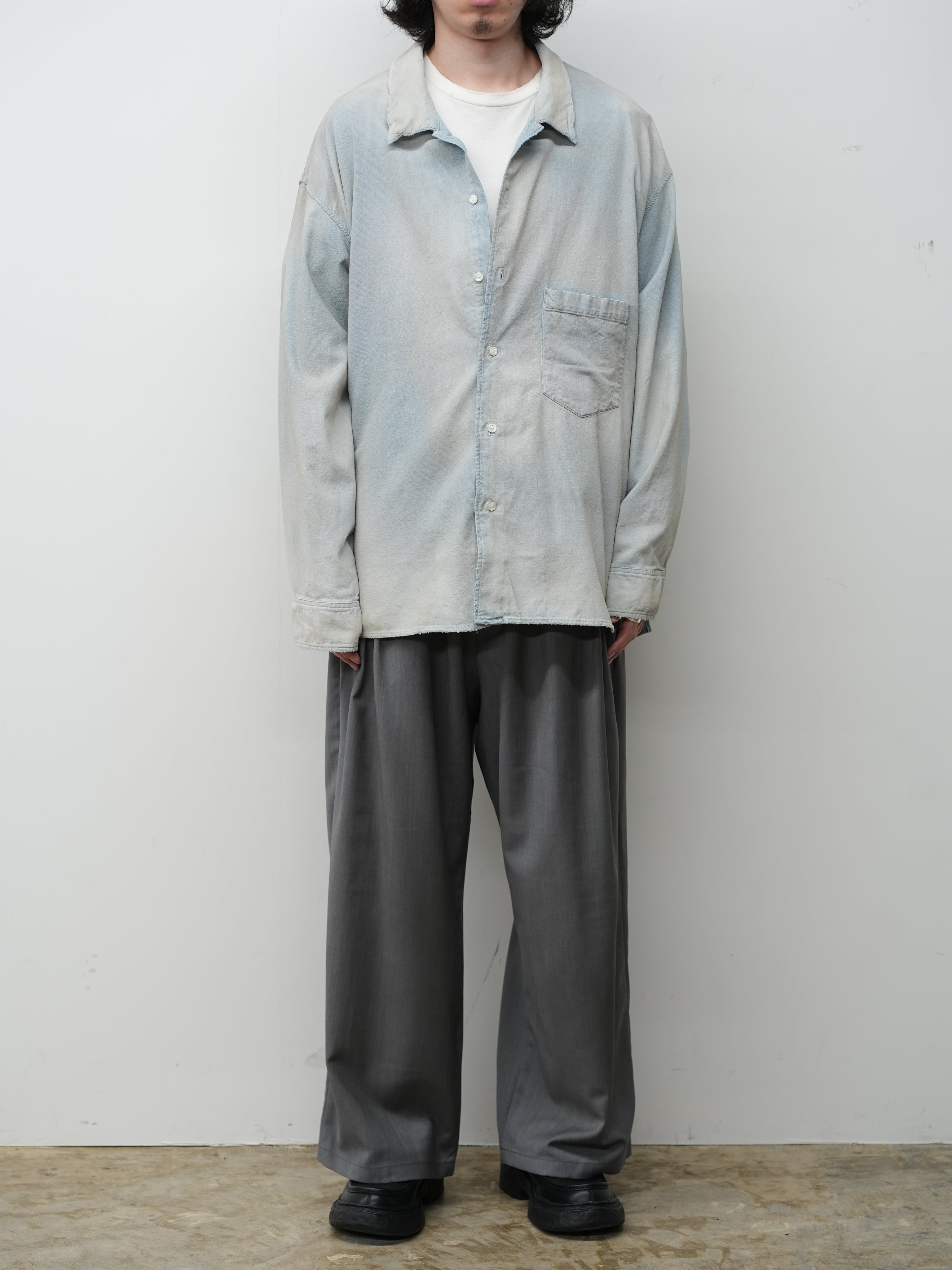 BELTED WOOL SLACKS(GRAY)