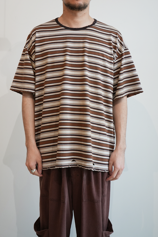 MULTI BORDER T-SHIRT(BROWN)