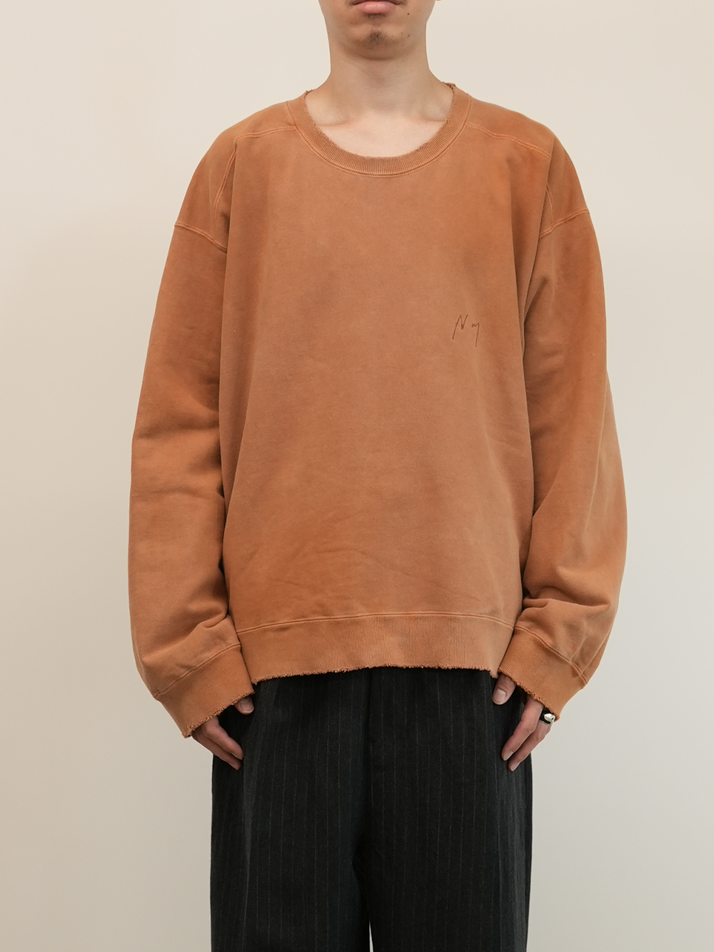 EMBROIDERY UNEVEN OVER SWEAT SHIRT(TERRACOTTA)