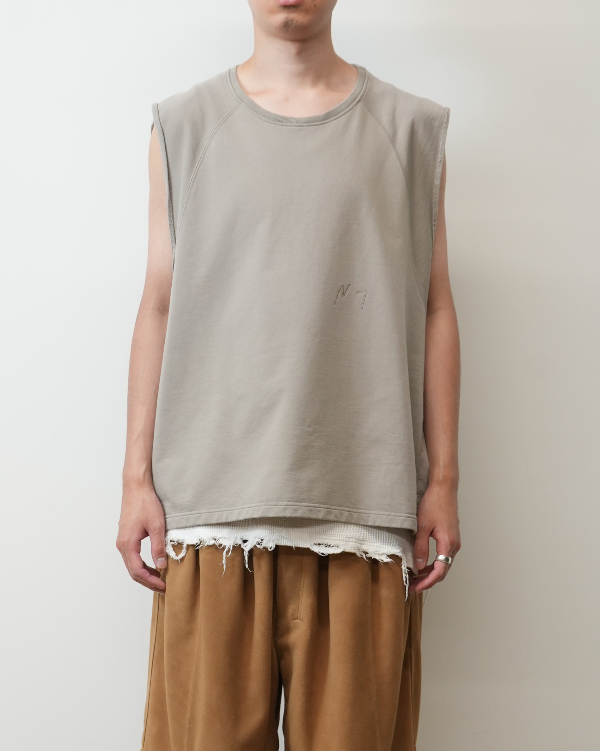 FADED SLEEVELESS T-SHIRT(BEIGE)