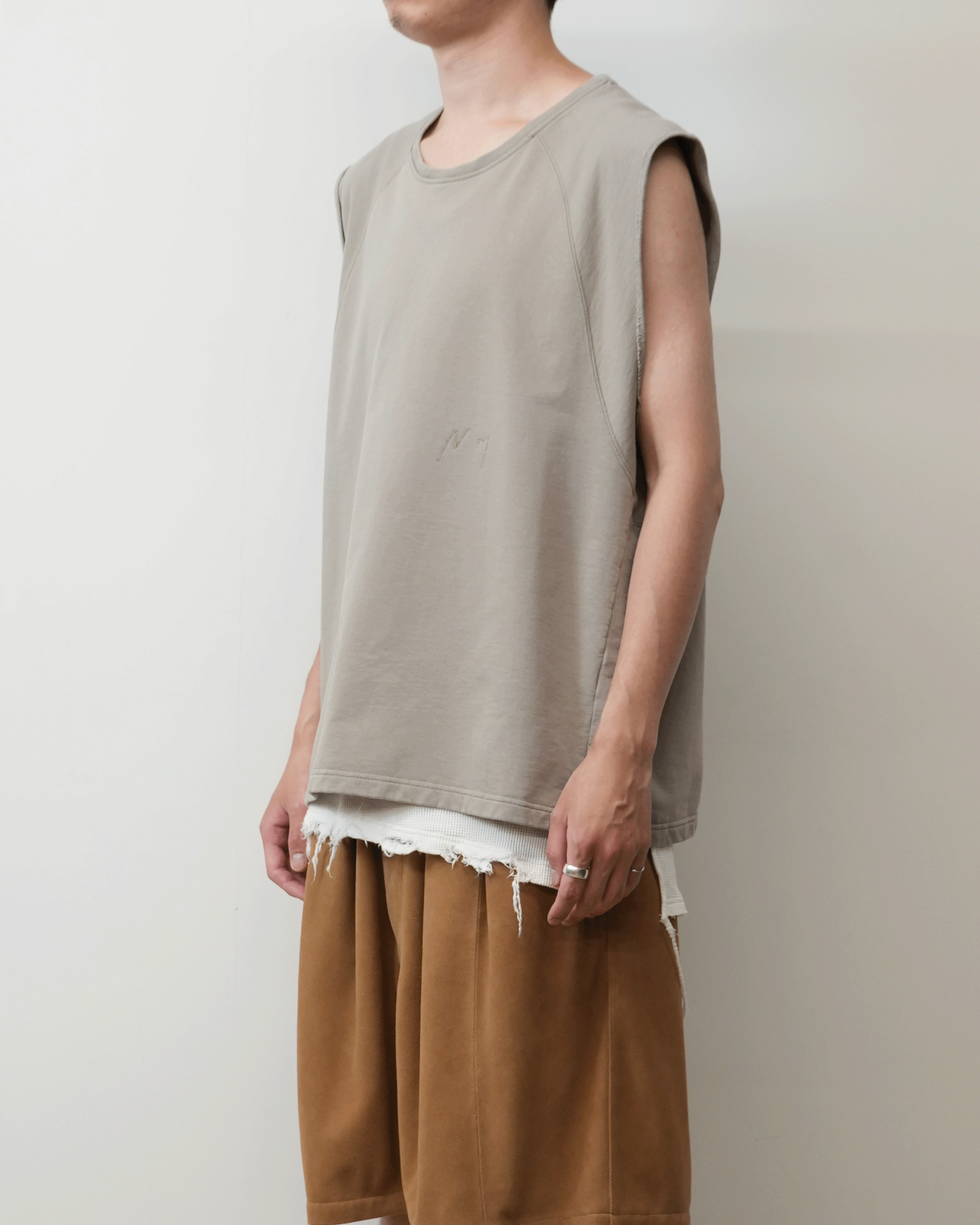 FADED SLEEVELESS T-SHIRT(BEIGE)