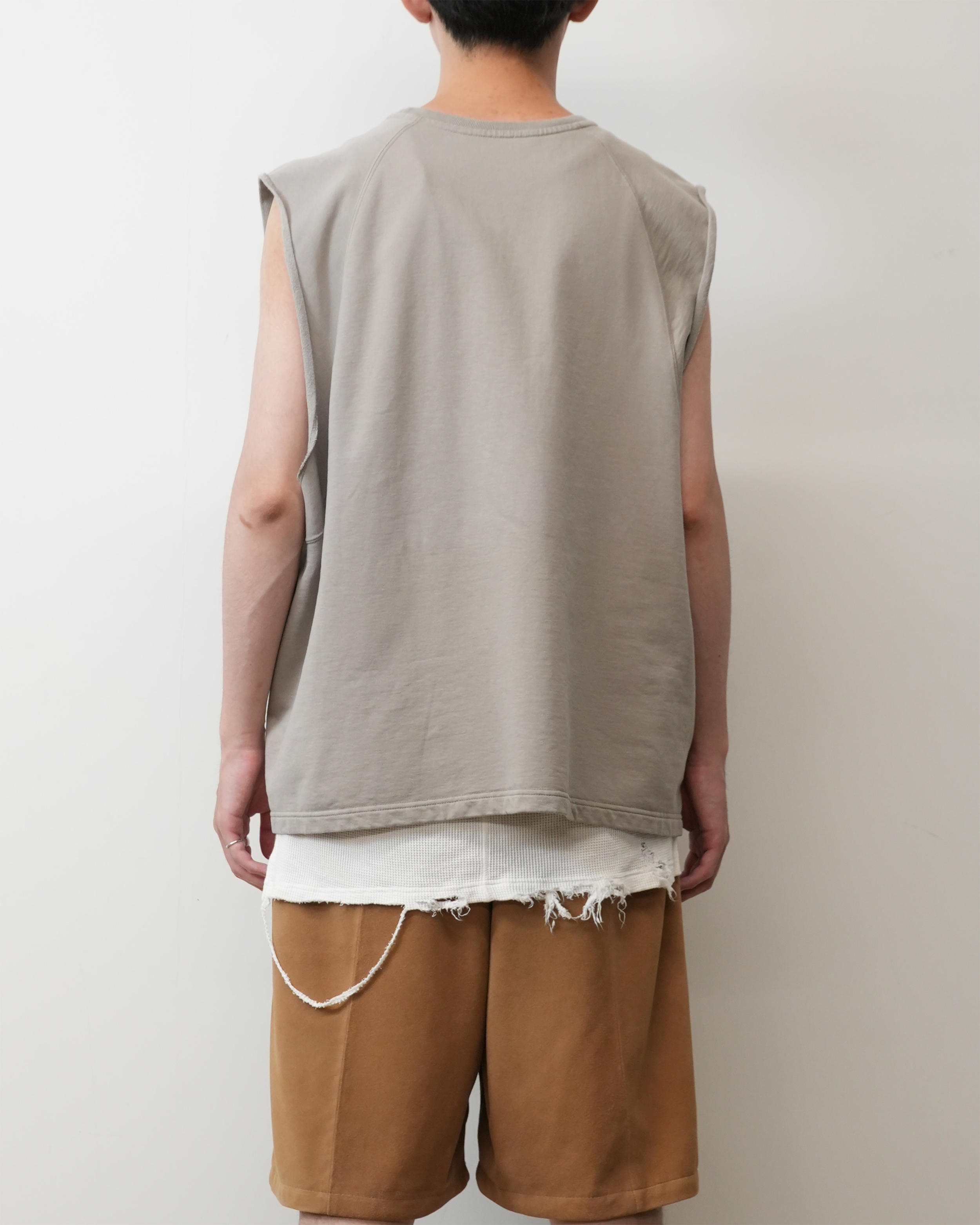 FADED SLEEVELESS T-SHIRT(BEIGE)