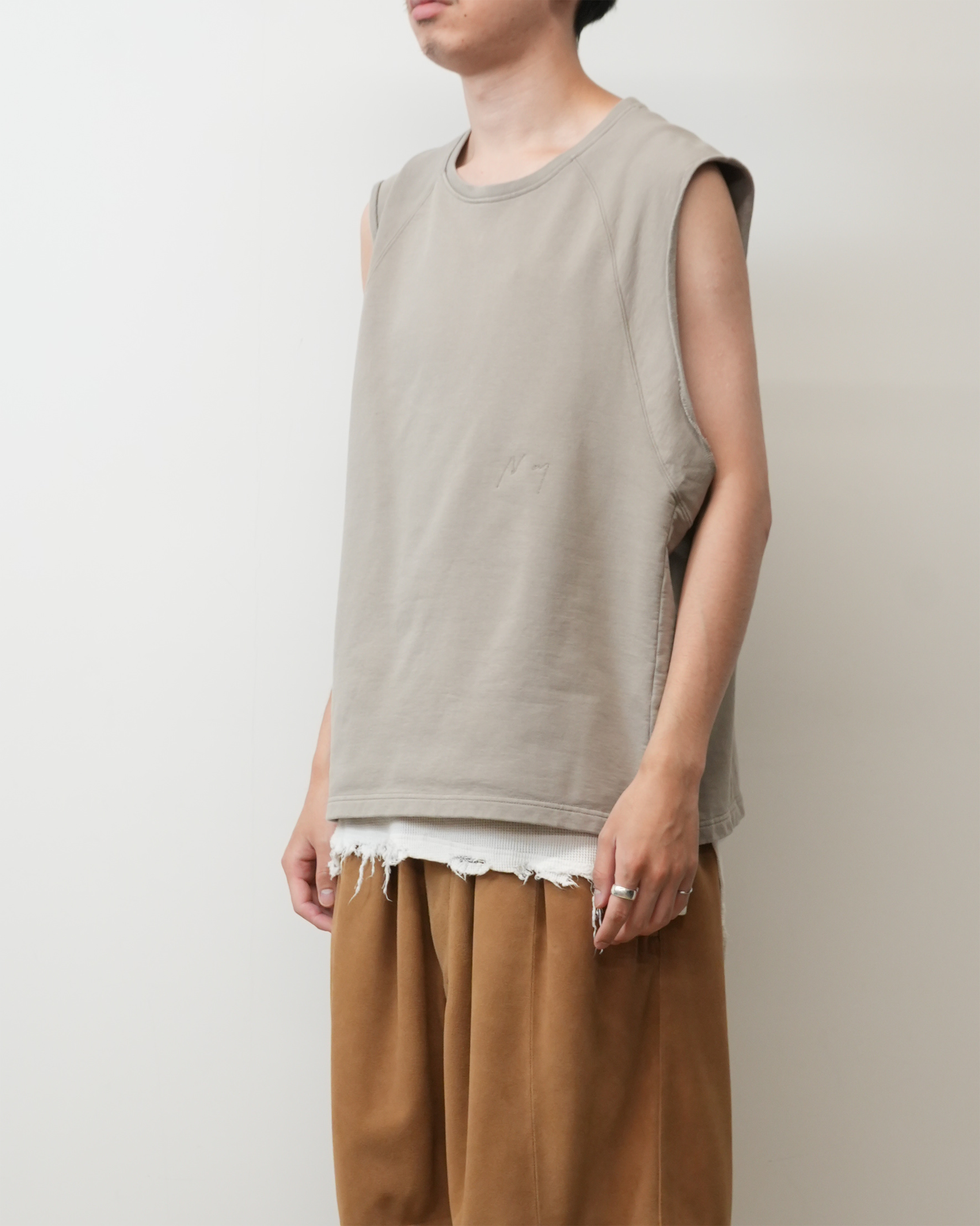 FADED SLEEVELESS T-SHIRT(BEIGE)