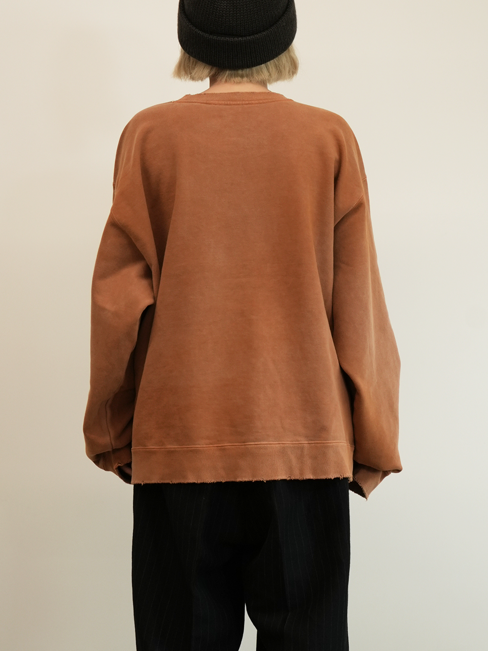 EMBROIDERY UNEVEN OVER SWEAT SHIRT(TERRACOTTA)