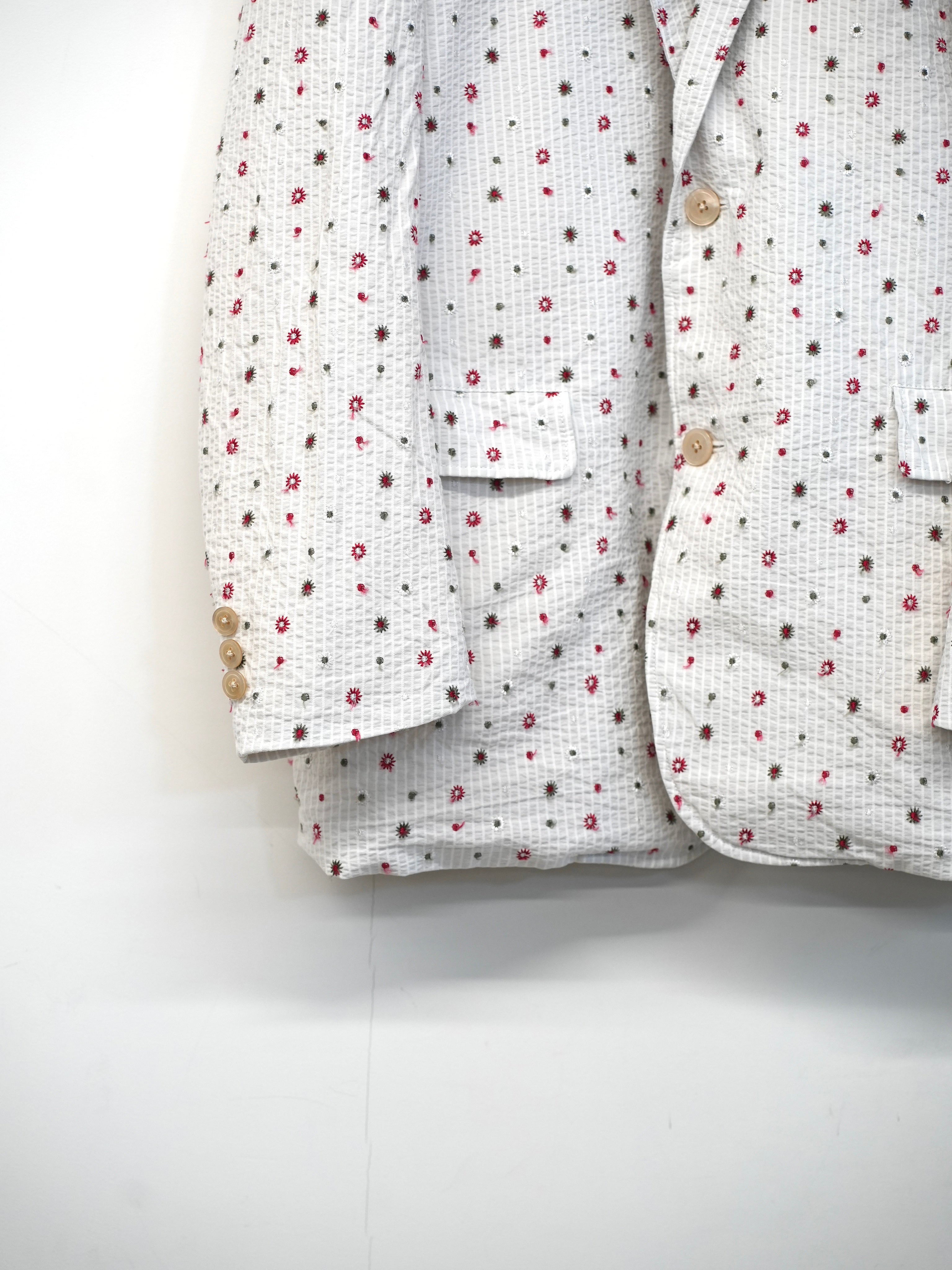 Seersucker Notched Lapel Single Jacket