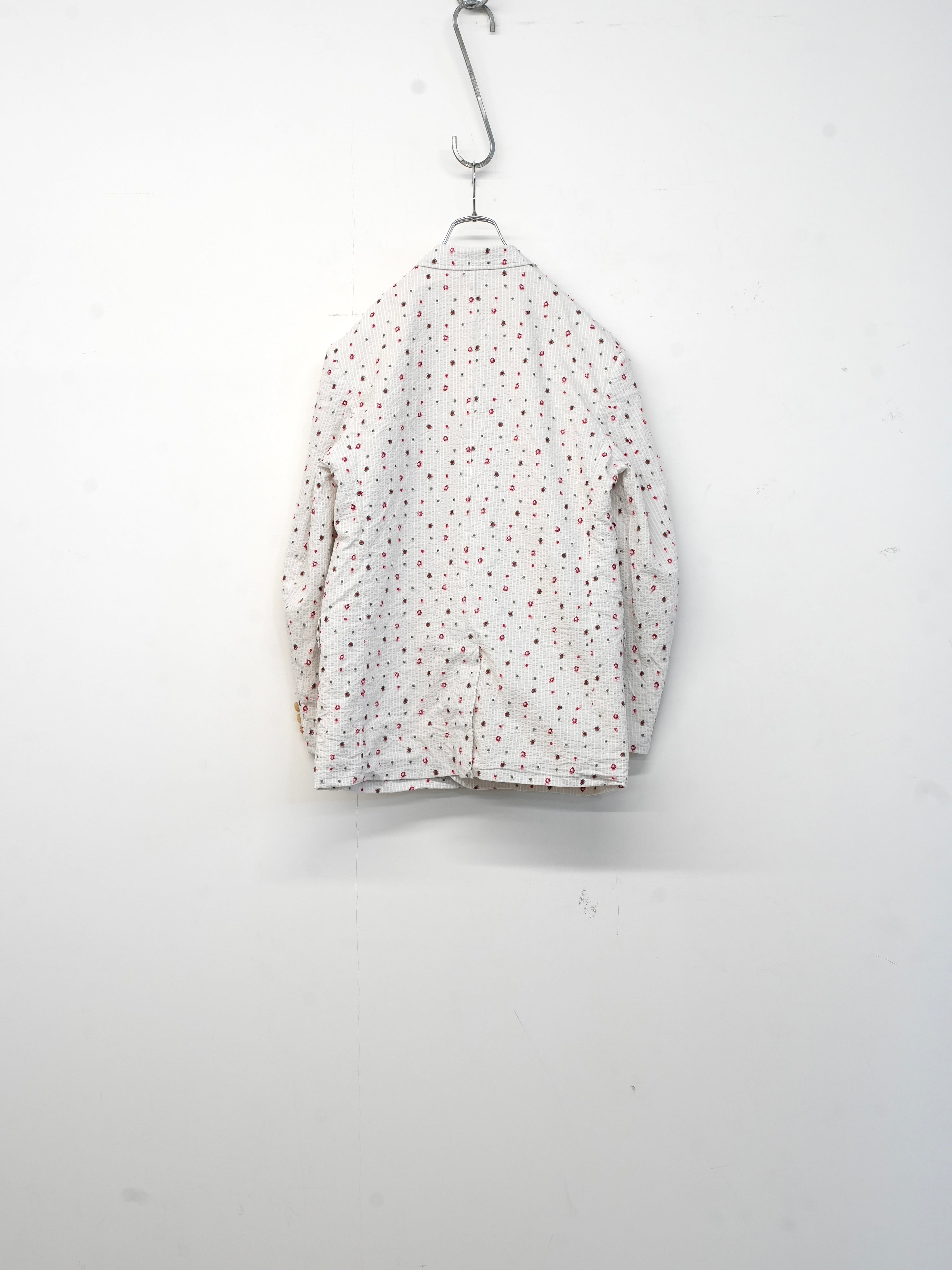 Seersucker Notched Lapel Single Jacket