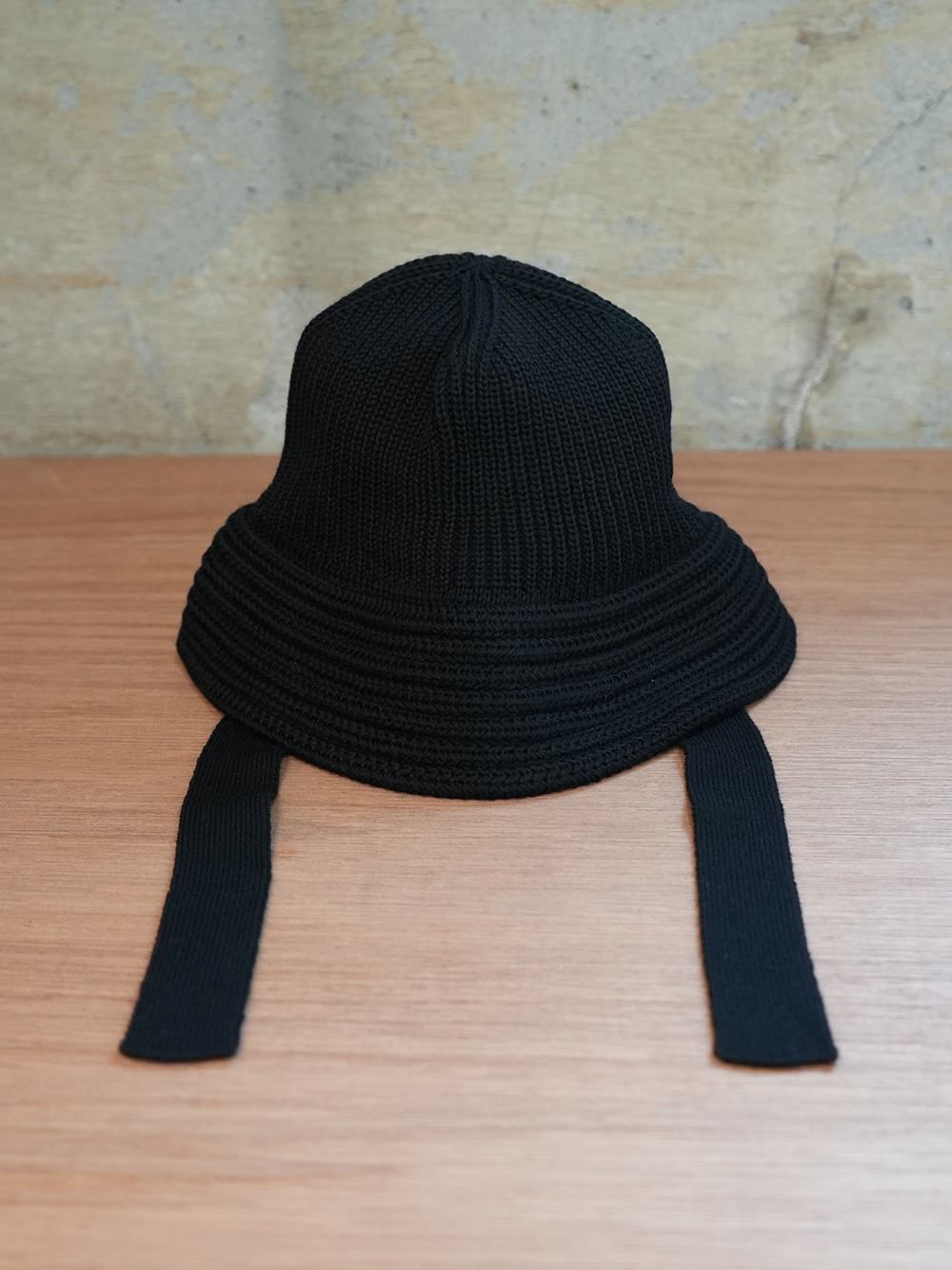 WOOL KNIT BALLOON HAT(BLACK)