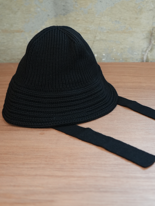 WOOL KNIT BALLOON HAT(BLACK)