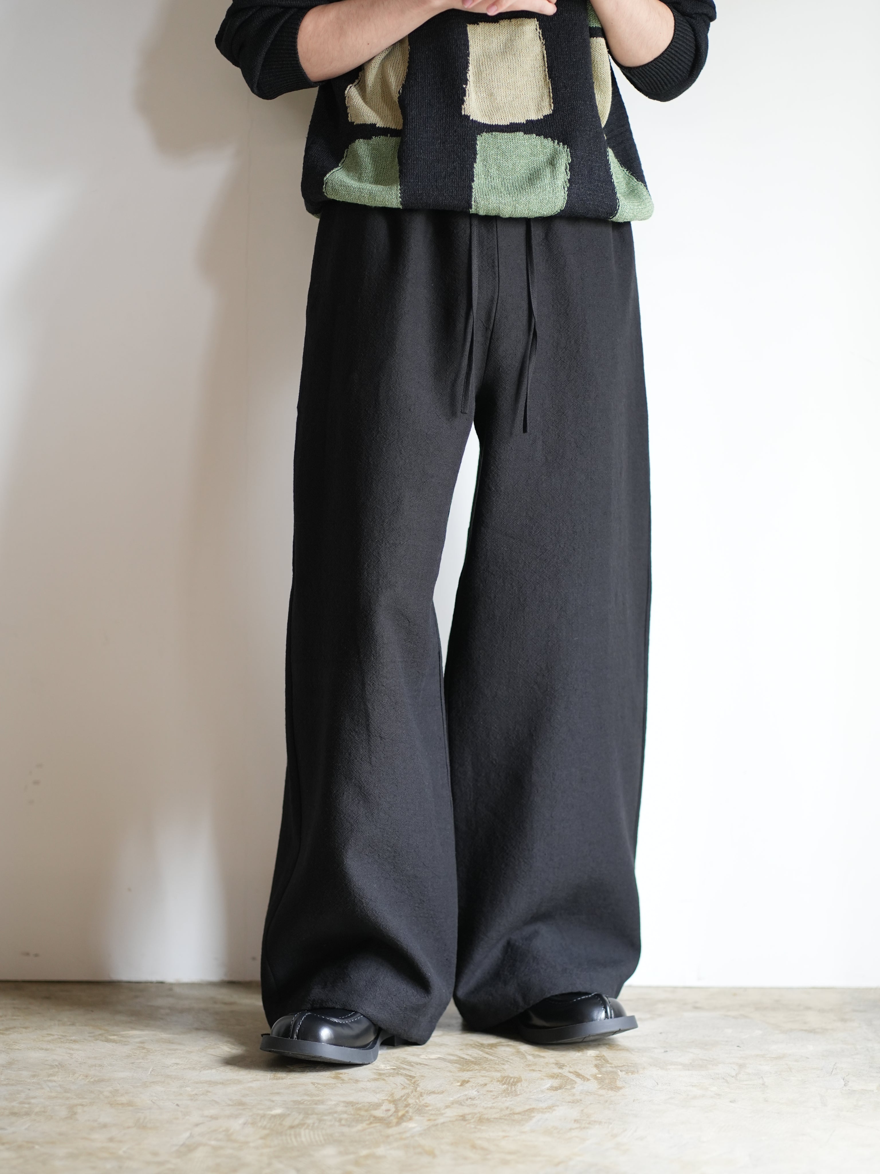 MAXI LARGE PANTS WITH DRAWSTRINGS(Black)
