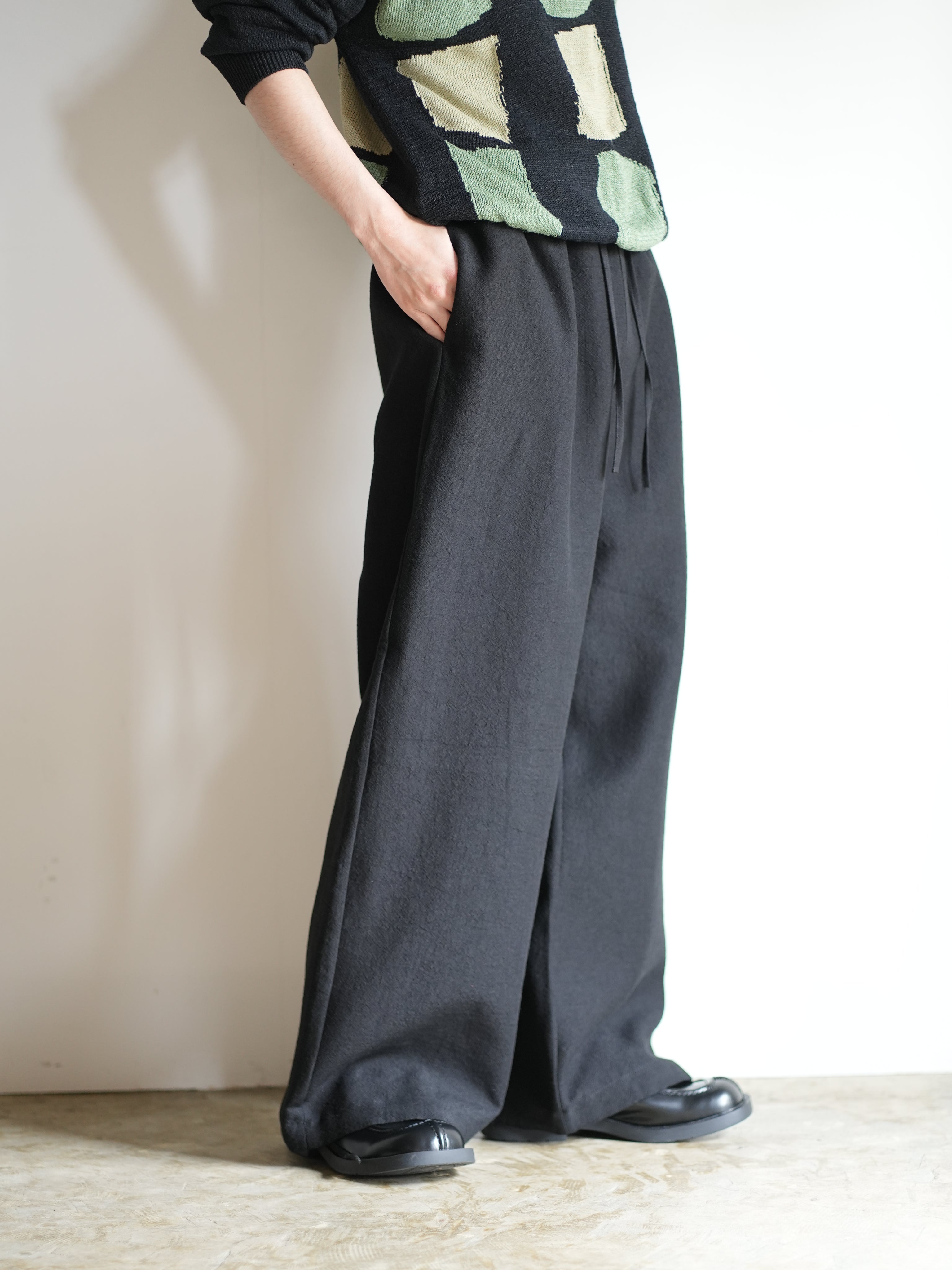 MAXI LARGE PANTS WITH DRAWSTRINGS(Black)