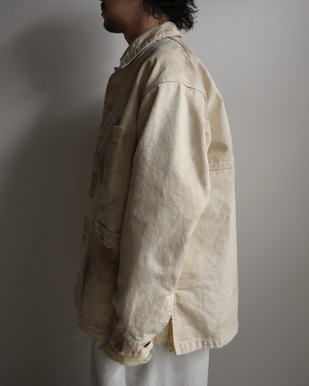 UNEVEN PAINT COVERALL(BEIGE)
