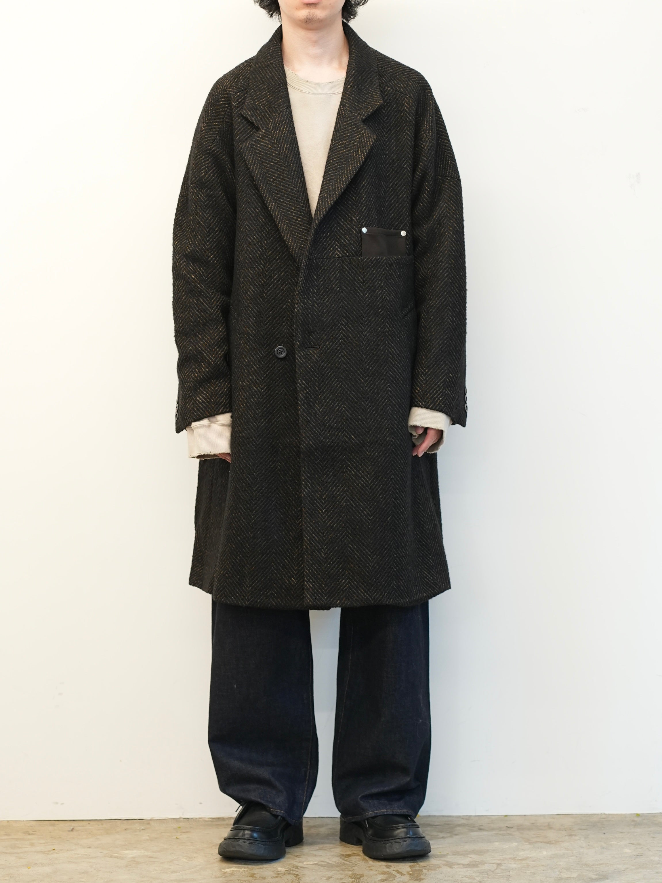 SEMI-DOUBLE CHESTER COAT(BROWN×BLACK)