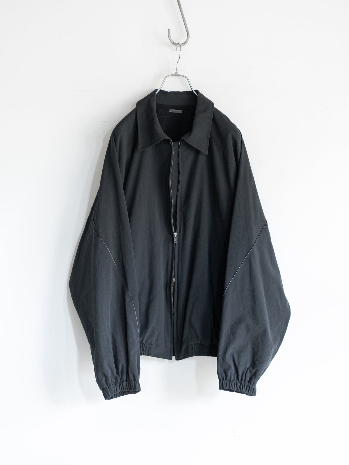 LEATHER PIPED COTTON GABARDINE JACKET