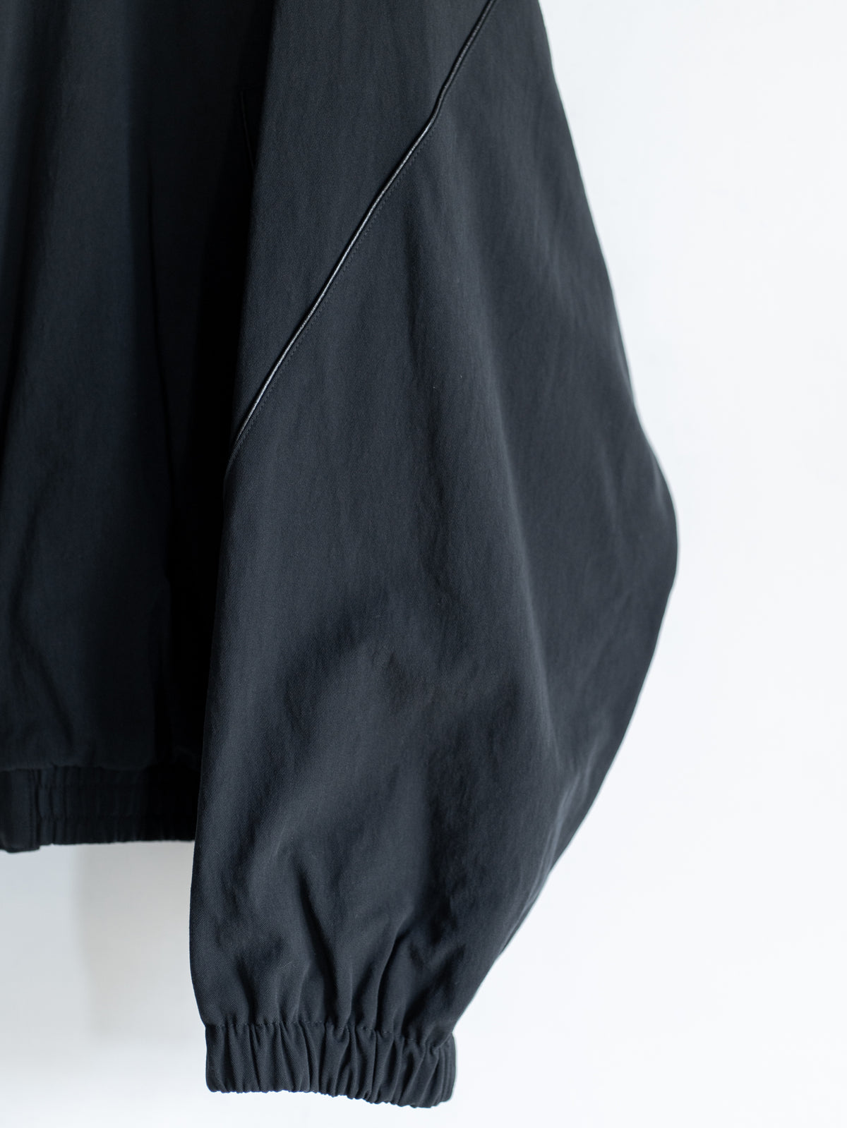 LEATHER PIPED COTTON GABARDINE JACKET