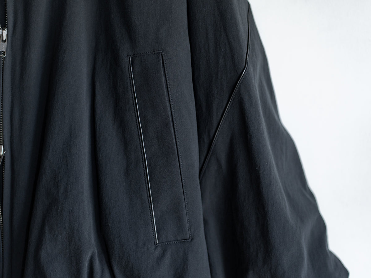LEATHER PIPED COTTON GABARDINE JACKET