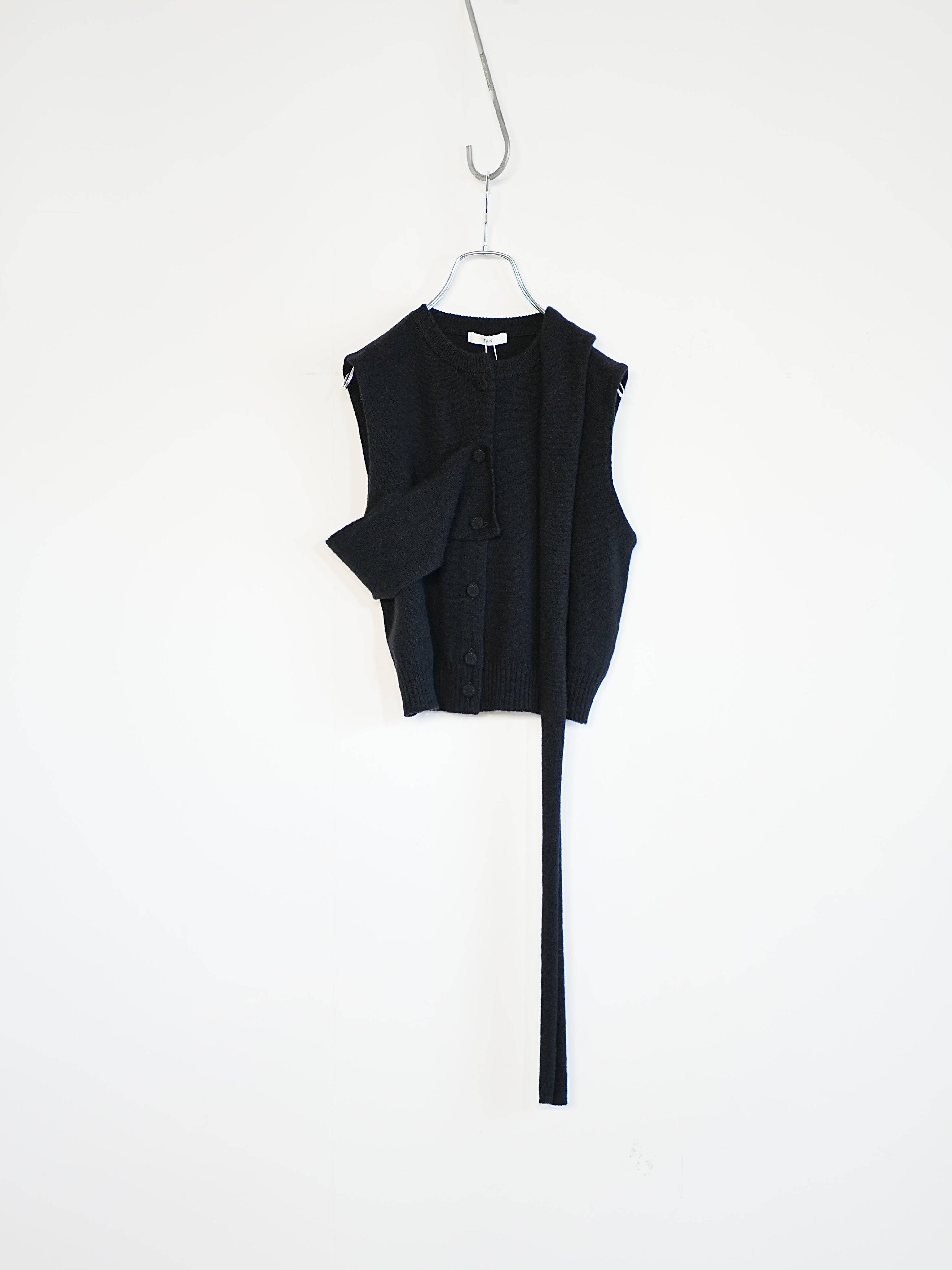 CASHMERE STRIPED KNIT VEST WITH LONG SCARF