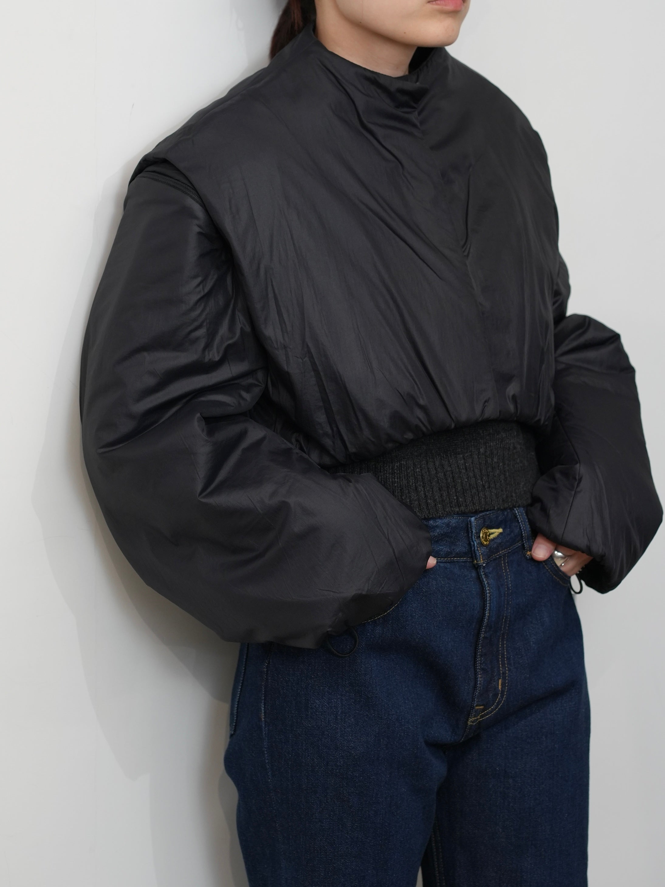 PADDED NYLON CROP JUMPER