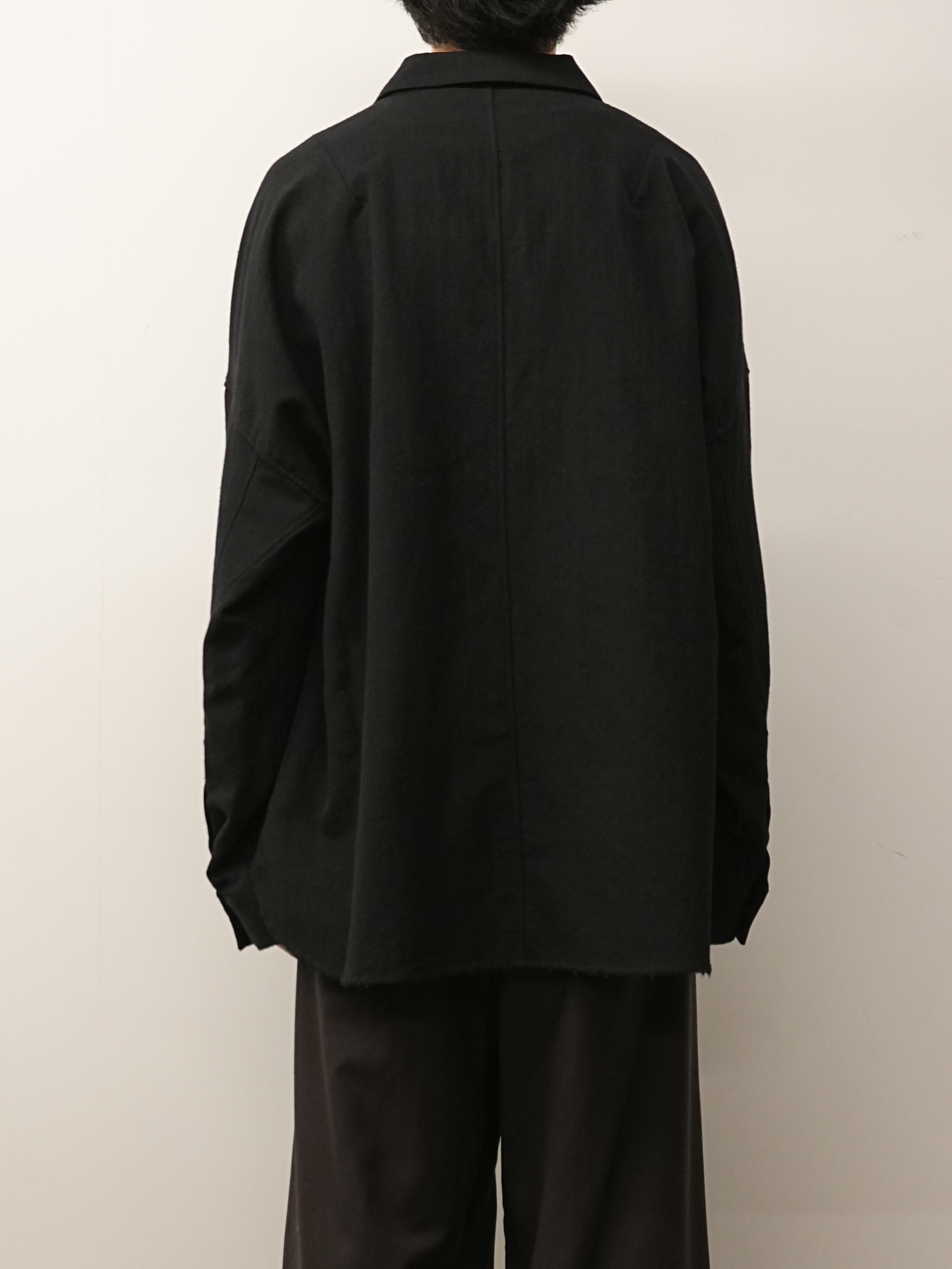 WASH WOOL TAILORED SHIRT(BLACK)