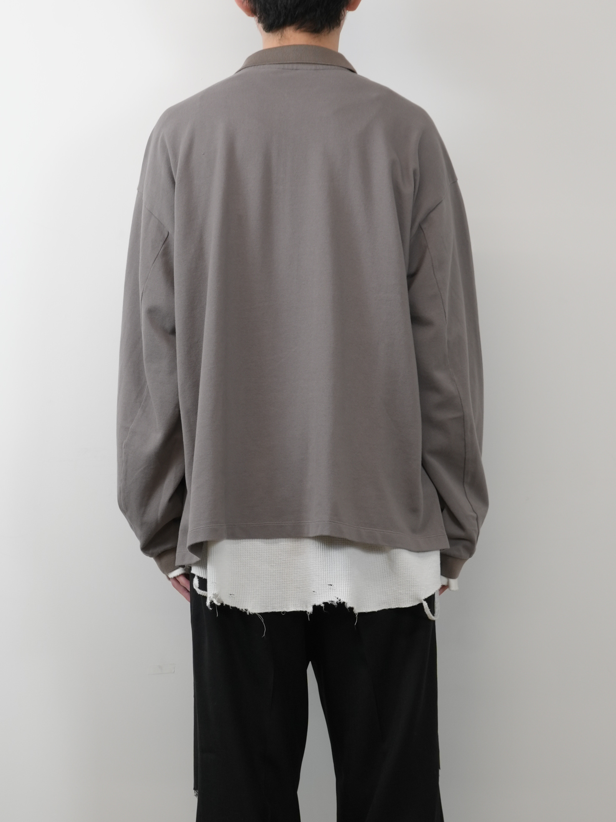 HALF ZIP POLO LS SHIRT(GRAY)