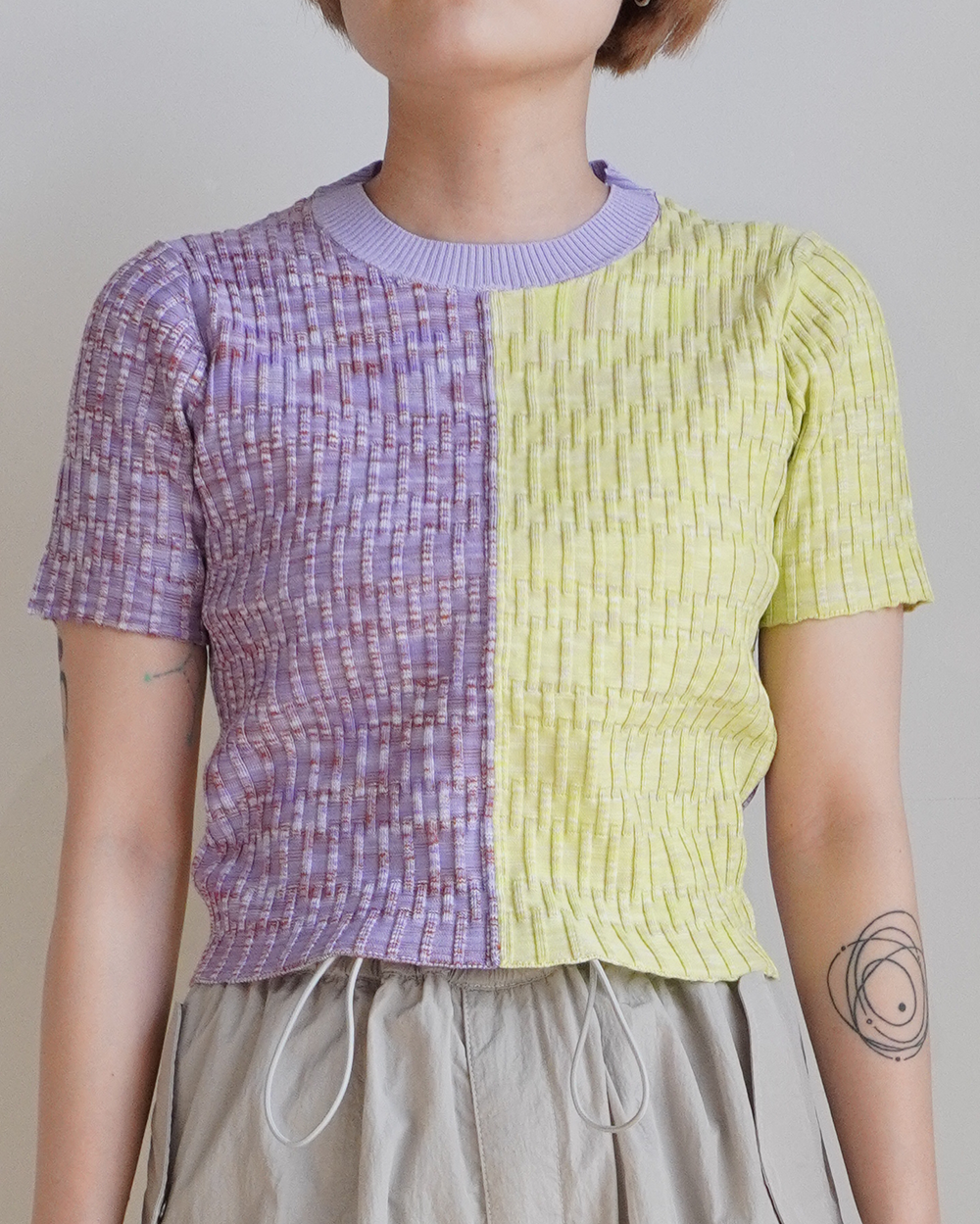 [40%OFF]melange patch tops(lavender)