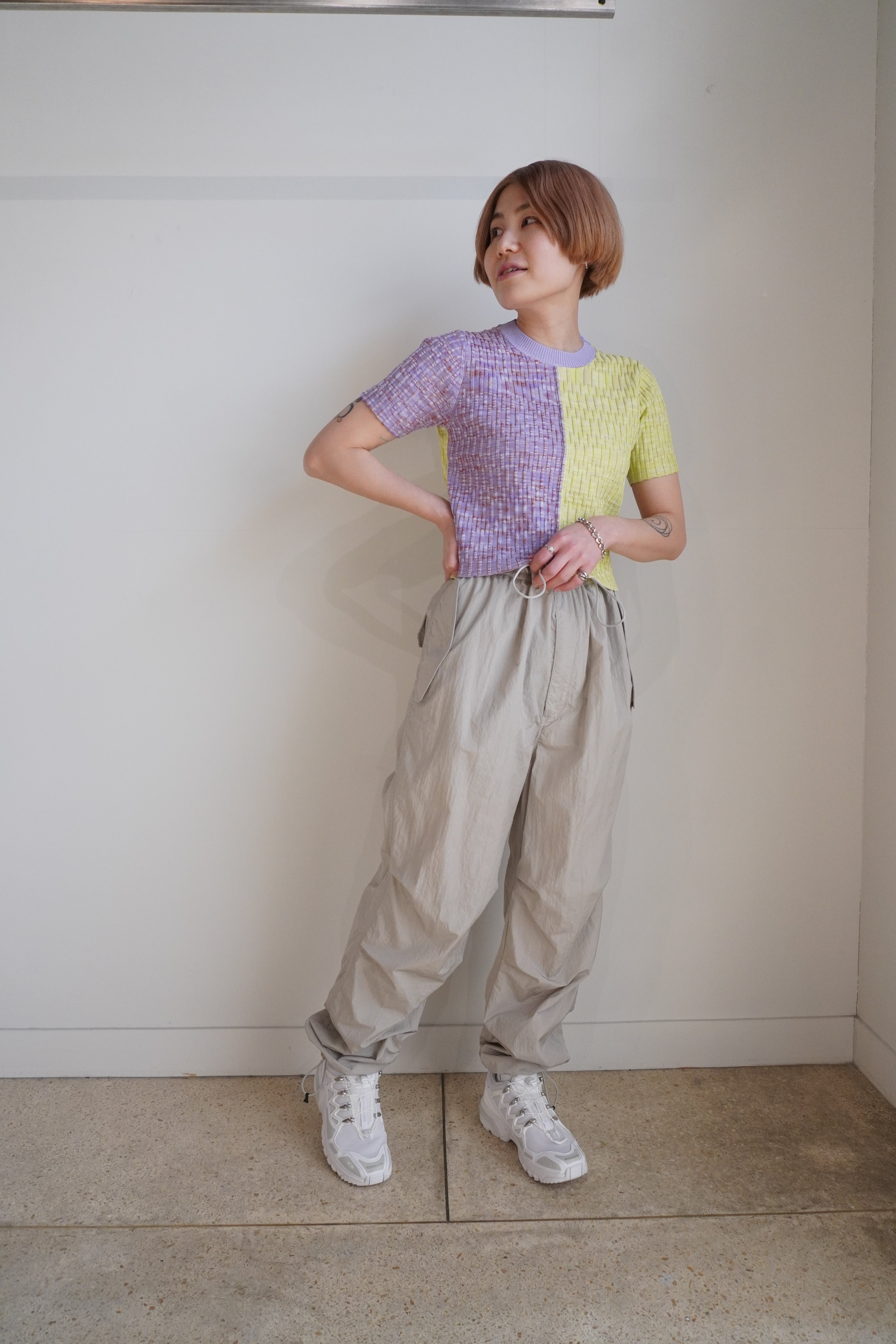 [40%OFF]melange patch tops(lavender)