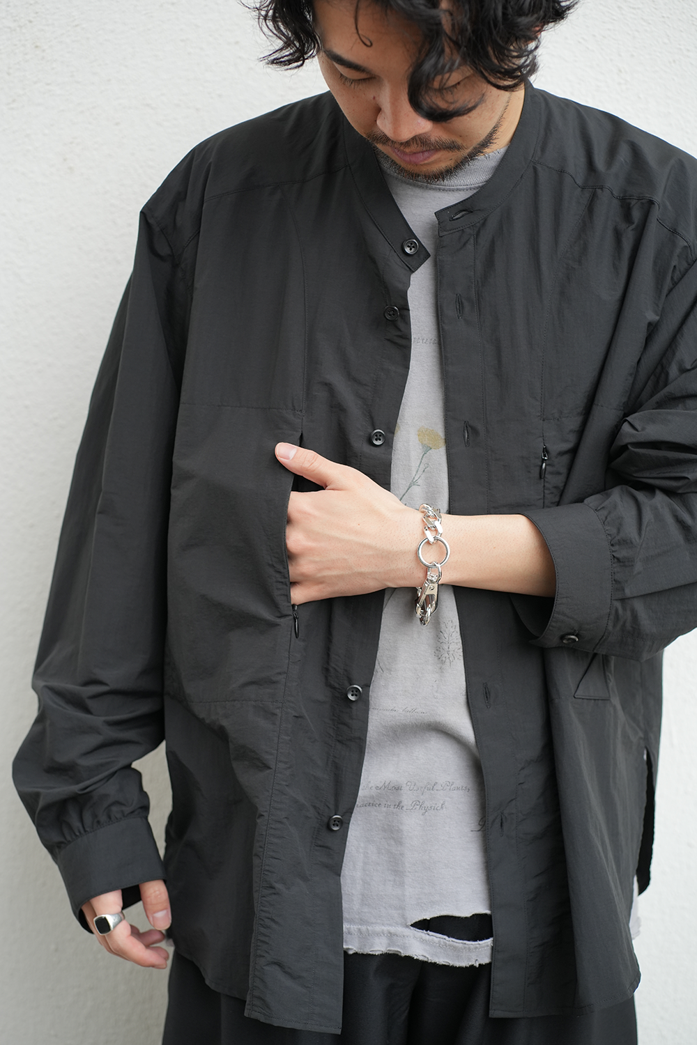 OVERSIZE BAND COLLAR SHIRT