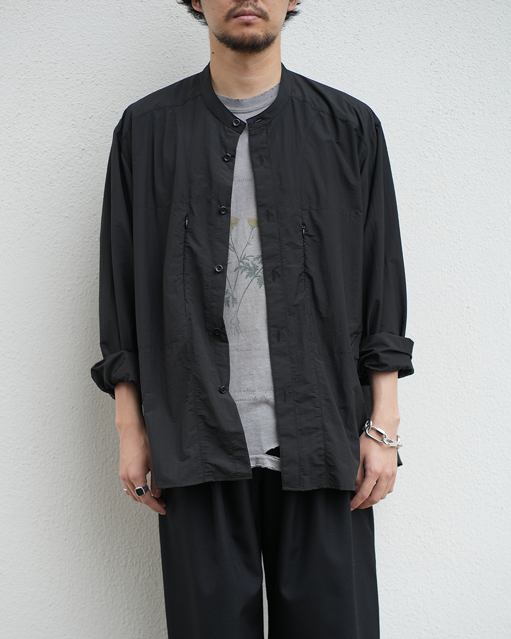 OVERSIZE BAND COLLAR SHIRT