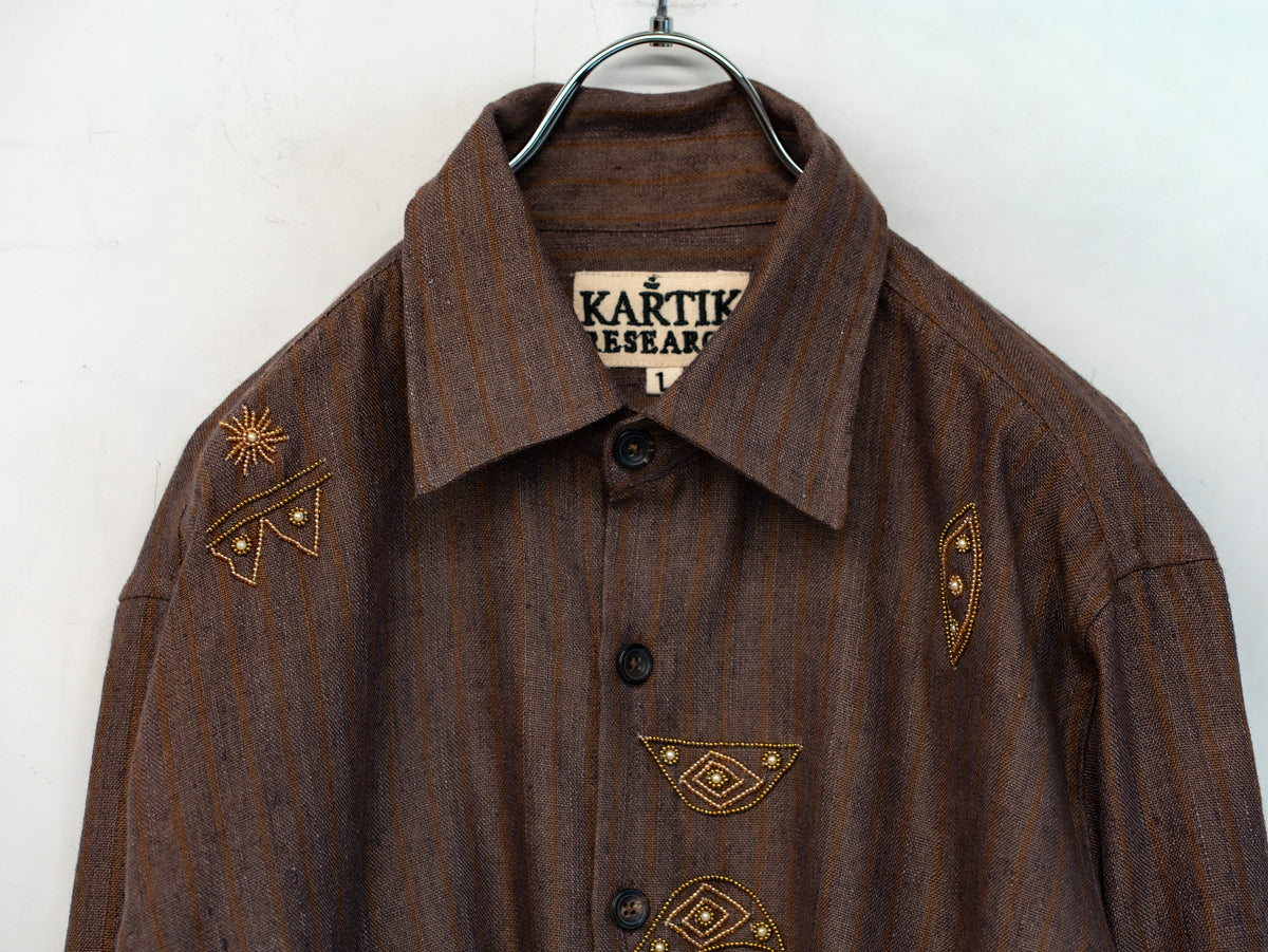Hand Embroidered Tattoo Motifs Safari Jacket Shirt