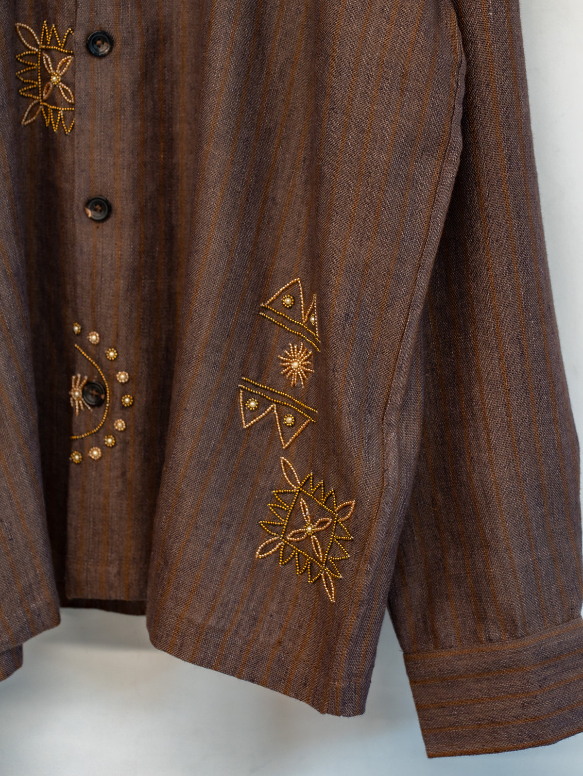 Hand Embroidered Tattoo Motifs Safari Jacket Shirt