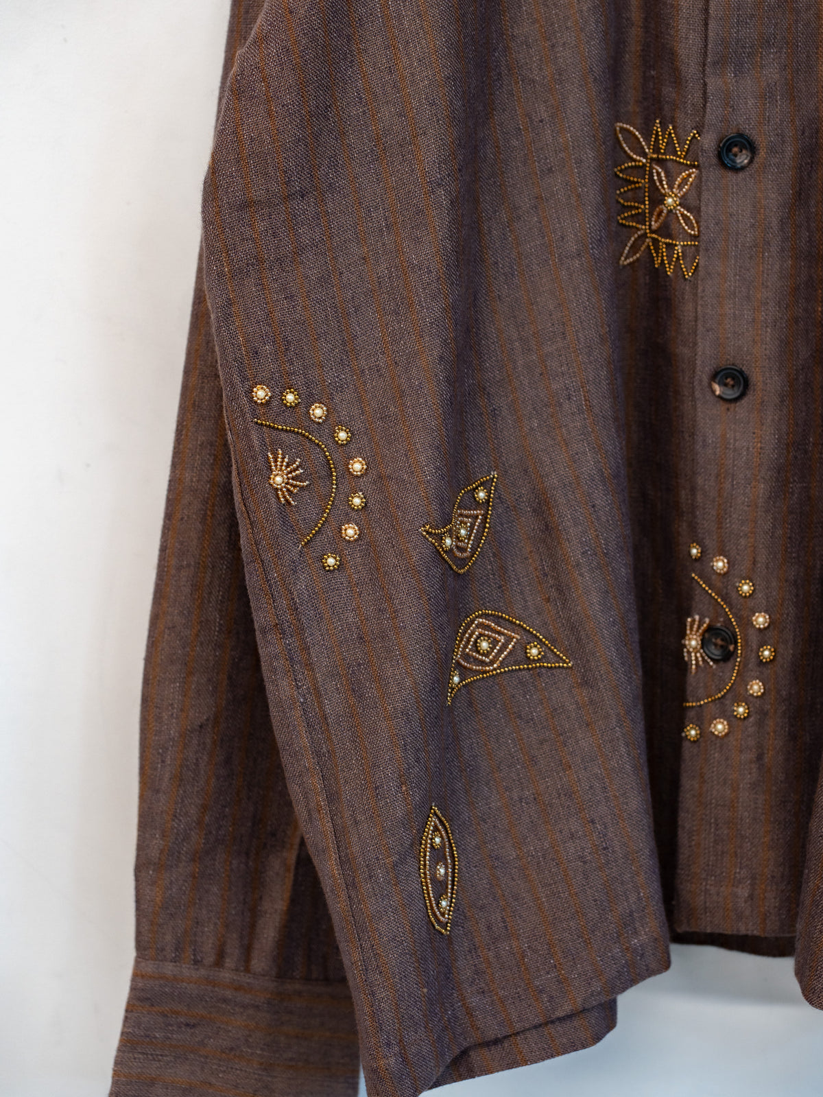 Hand Embroidered Tattoo Motifs Safari Jacket Shirt