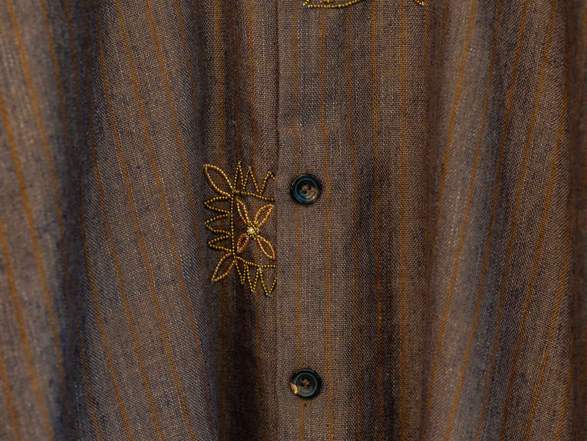 Hand Embroidered Tattoo Motifs Safari Jacket Shirt