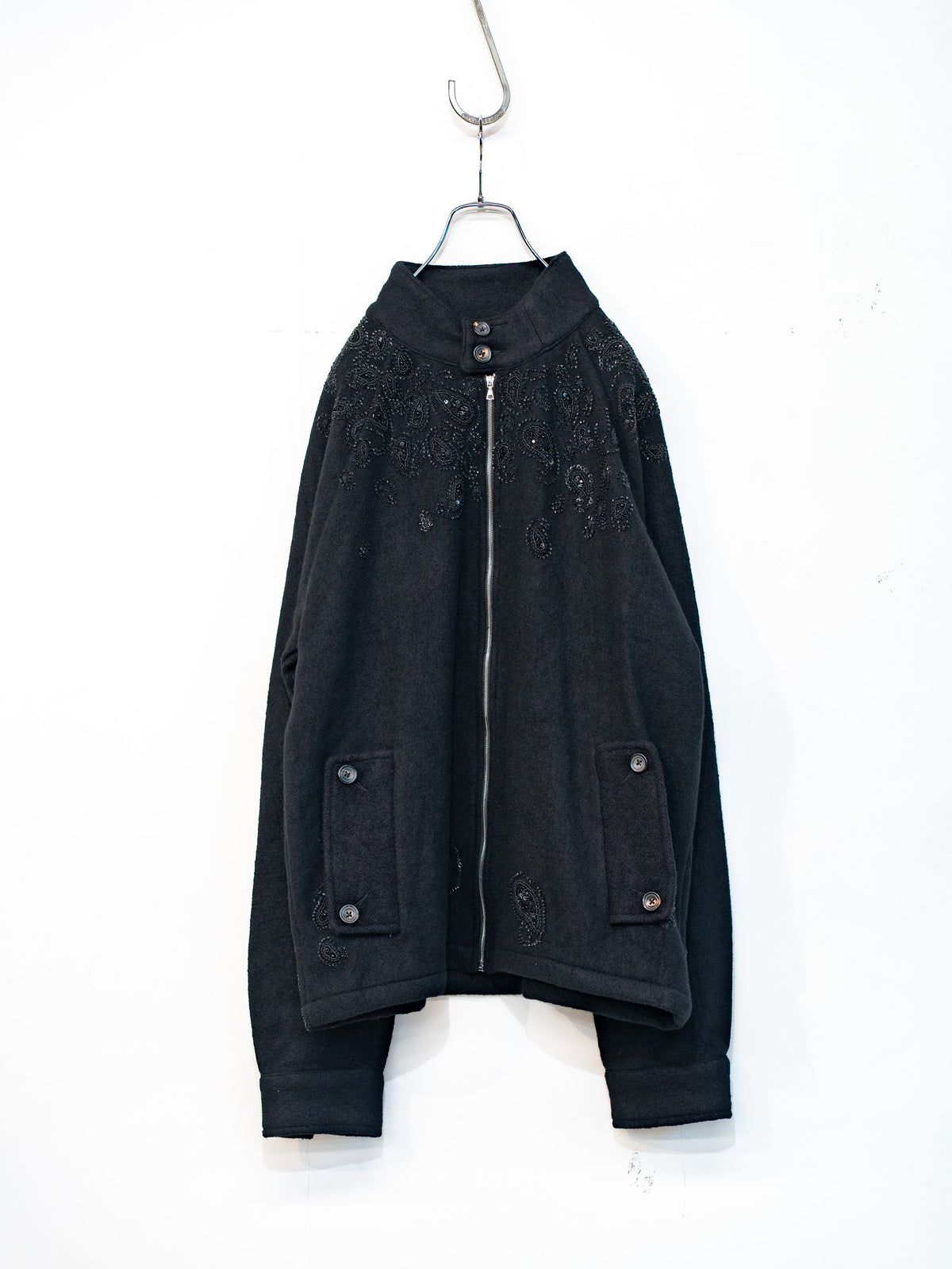 Black Paisley Harrington Jacket