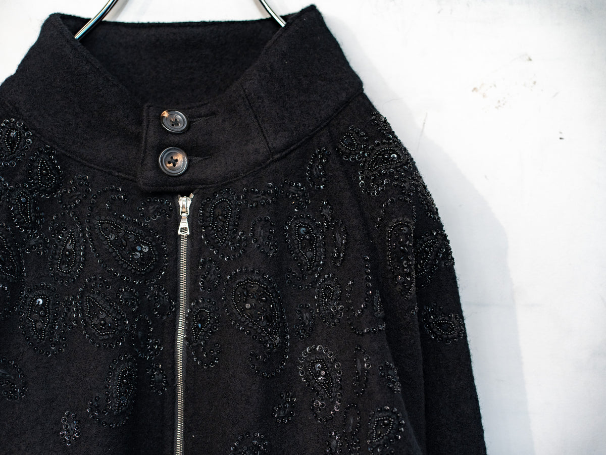 Black Paisley Harrington Jacket
