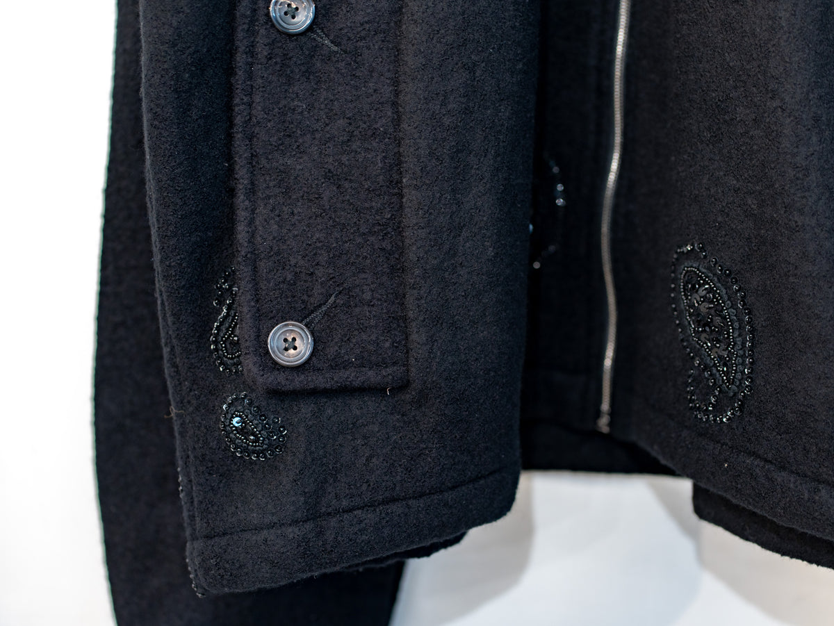 Black Paisley Harrington Jacket