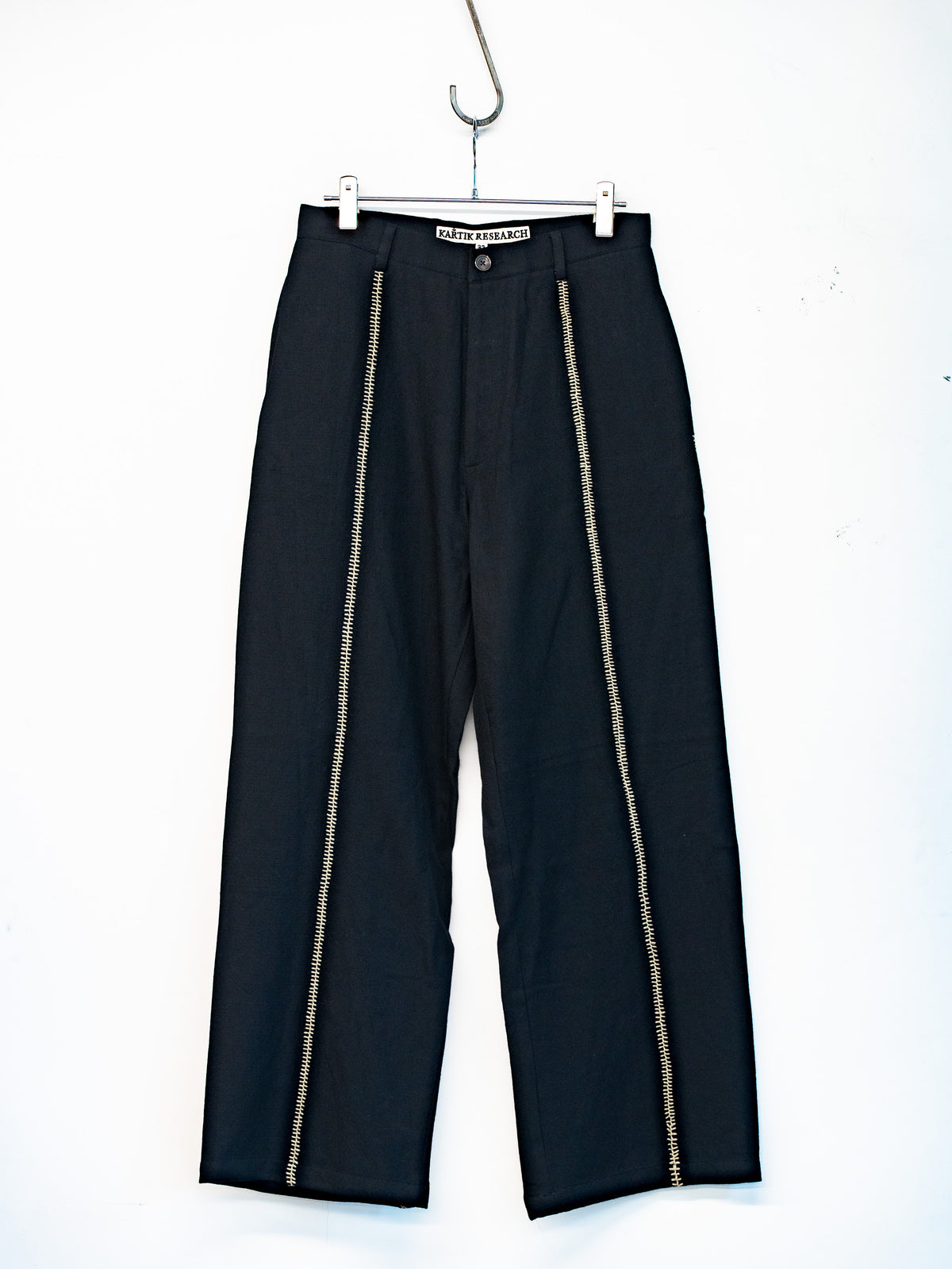 Black Wool Brown Emb Sultan Pant