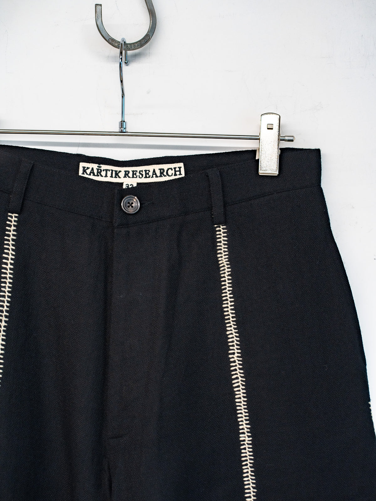 Black Wool Brown Emb Sultan Pant
