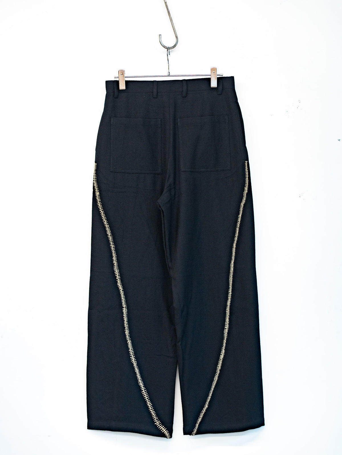Black Wool Brown Emb Sultan Pant