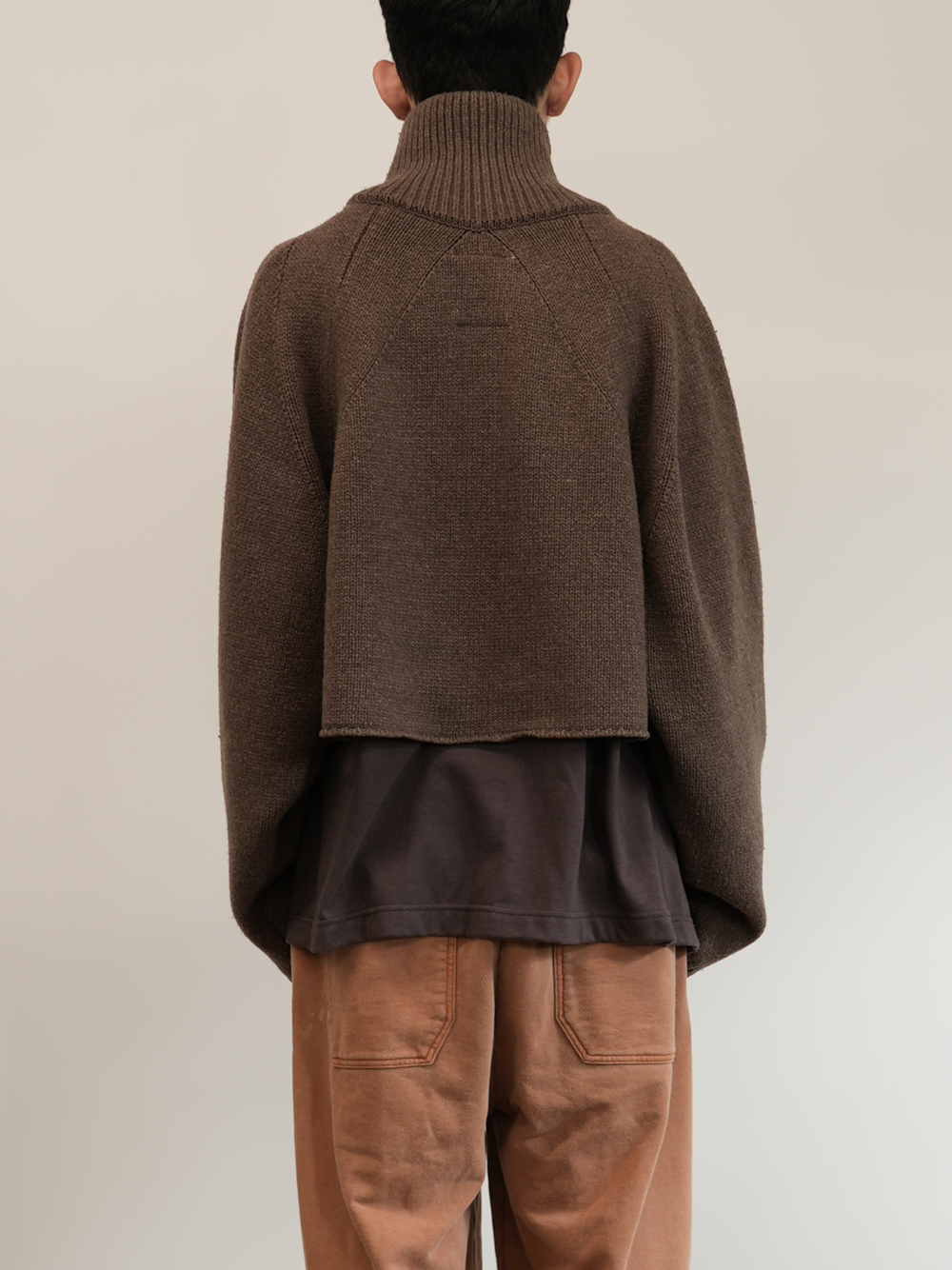 SHORT LENGTH HALFZIP KNIT(BROWN)