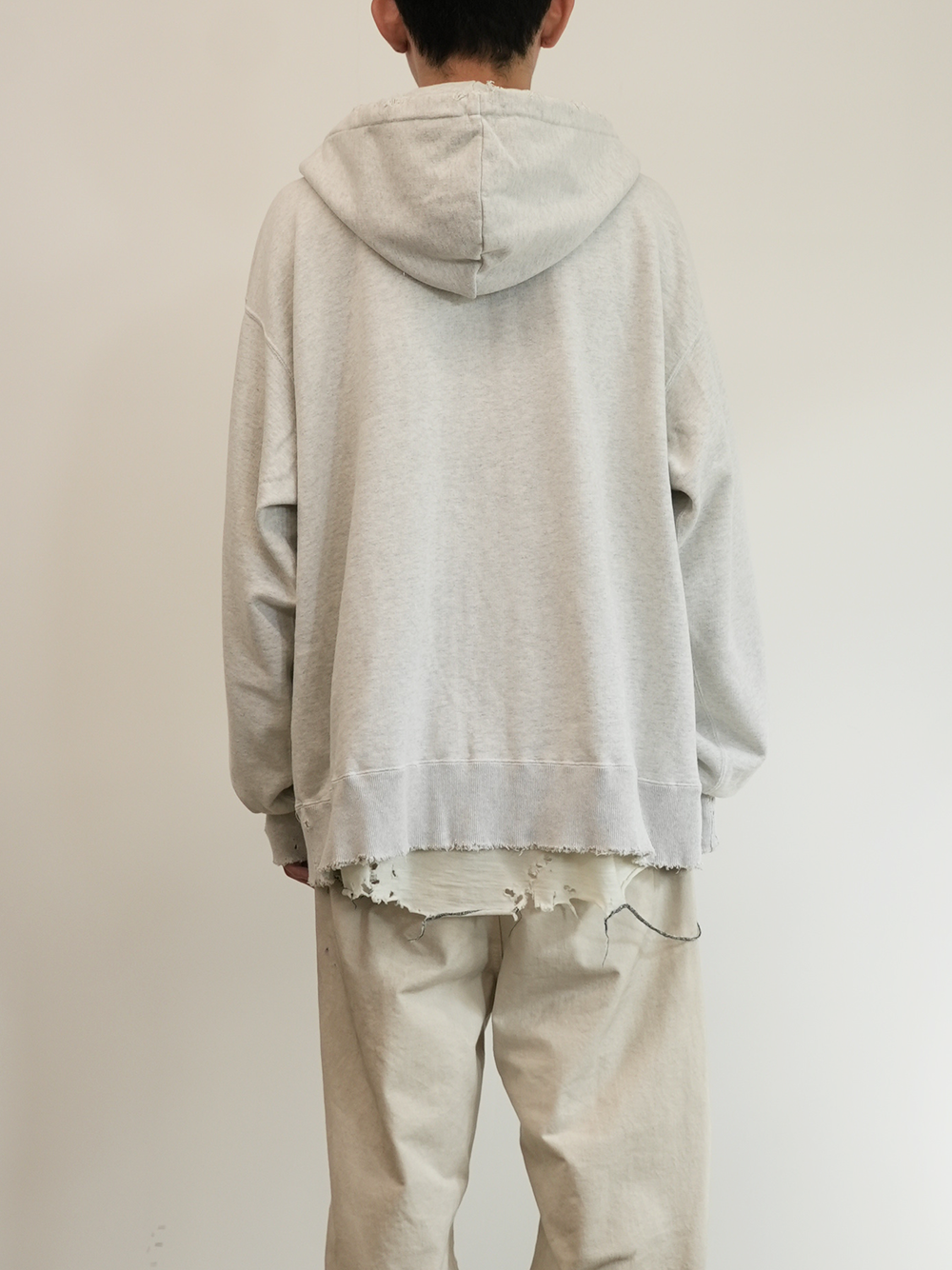 CRASH ZIP HOODIE(HEATHER WHITE)