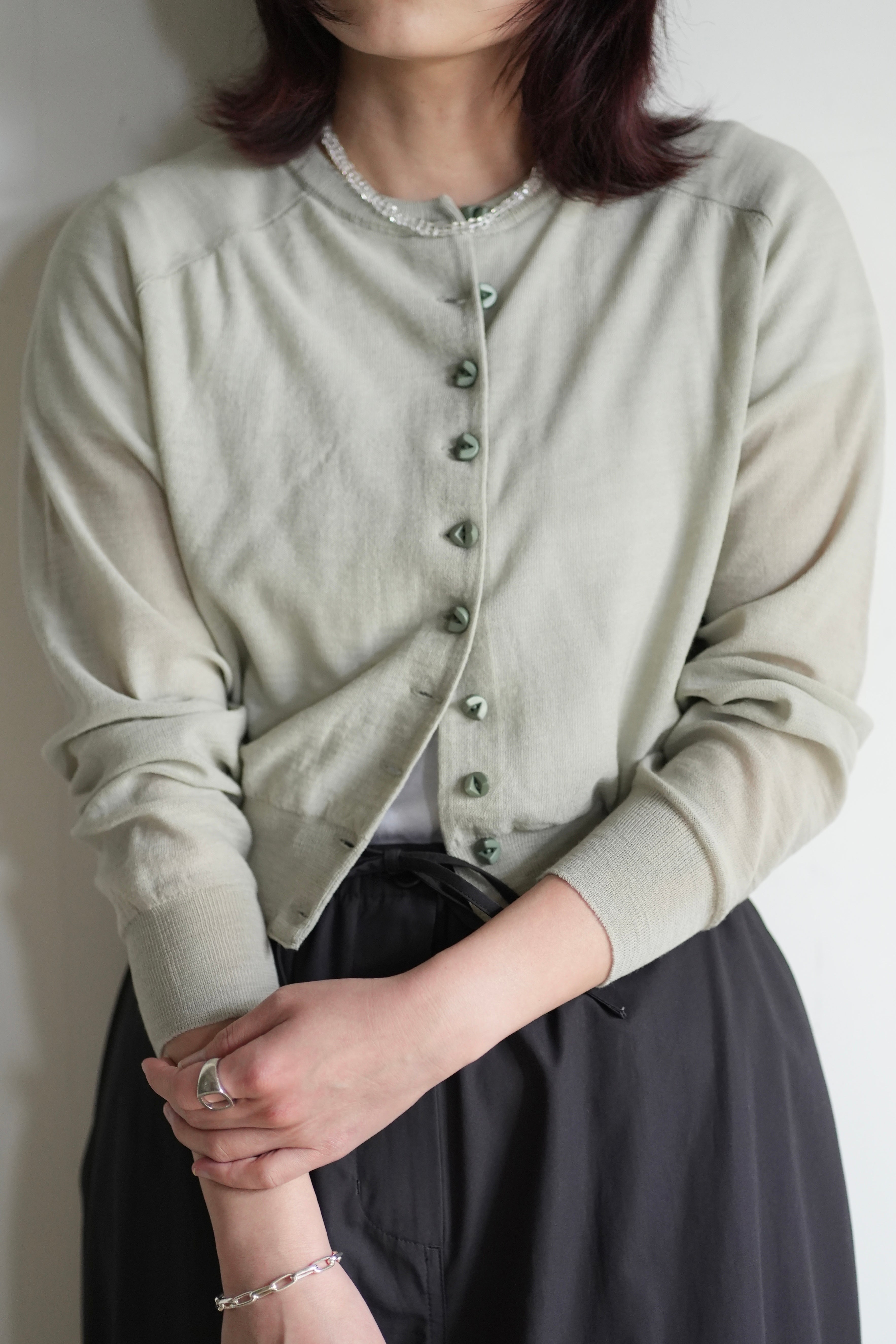 Knitted Crew Neck Cardigan