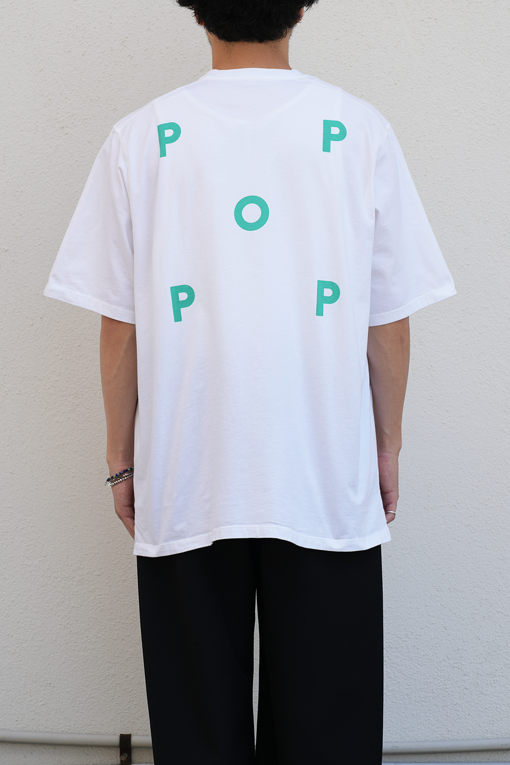 logo t-shirt(white/peacock green)