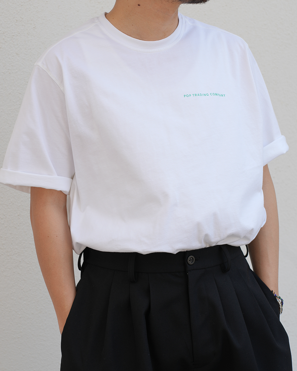 logo t-shirt(white/peacock green)