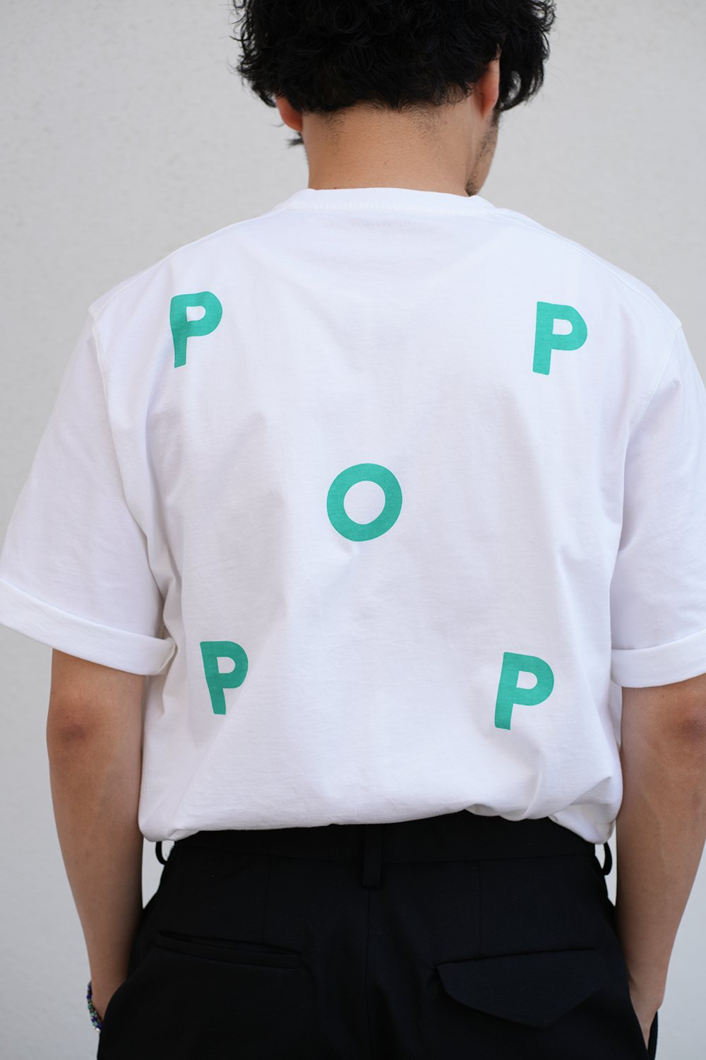 logo t-shirt(white/peacock green)